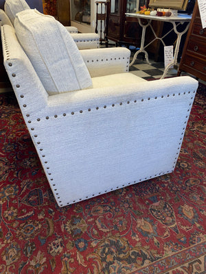 Pair of New Designer Swivel Arm Chairs