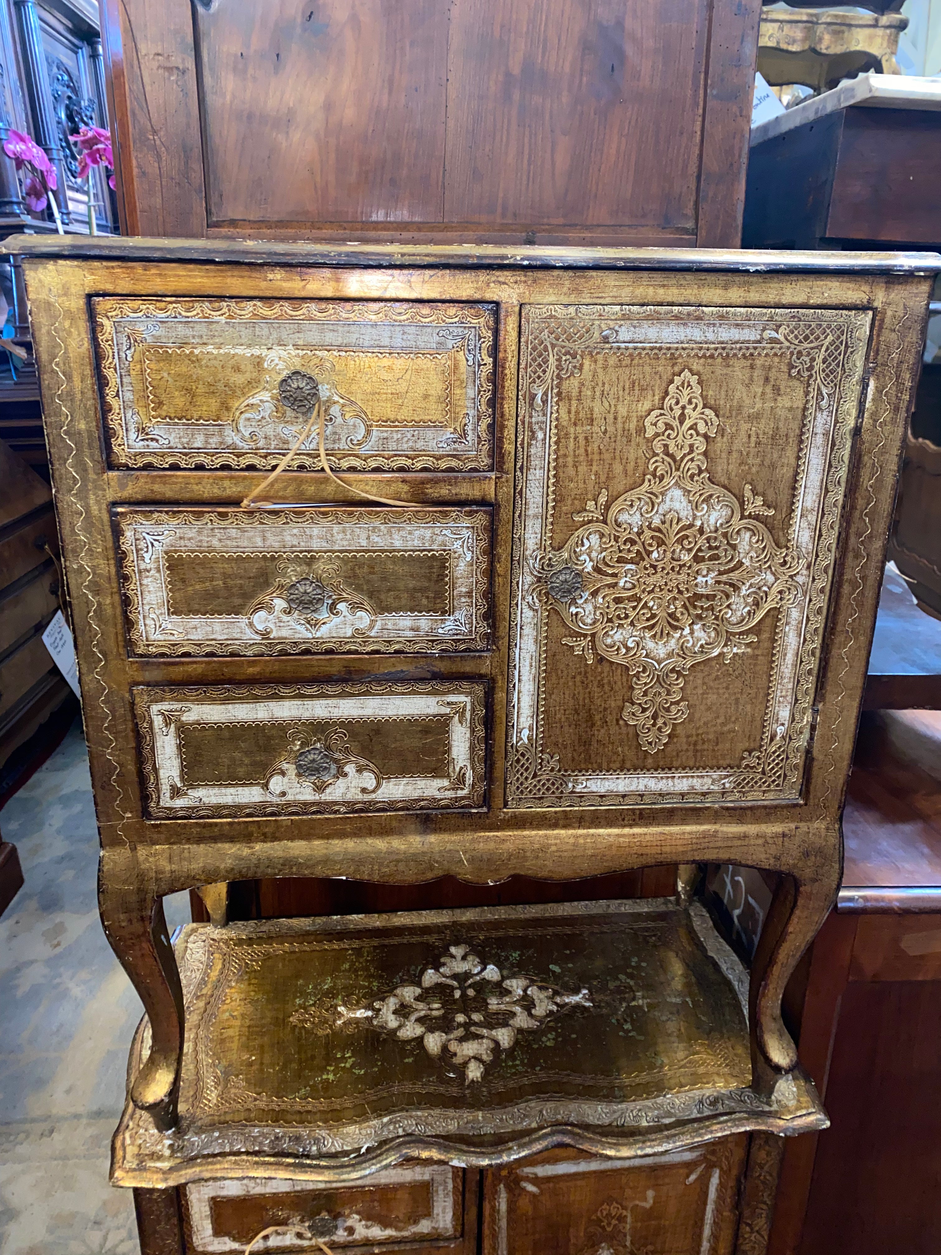 Pair of Italian Florentine Bedside Cabinets C. 1930
