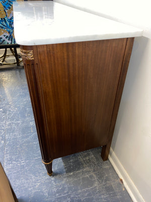 French Marble Topped Mahogany Sideboard C. 1920