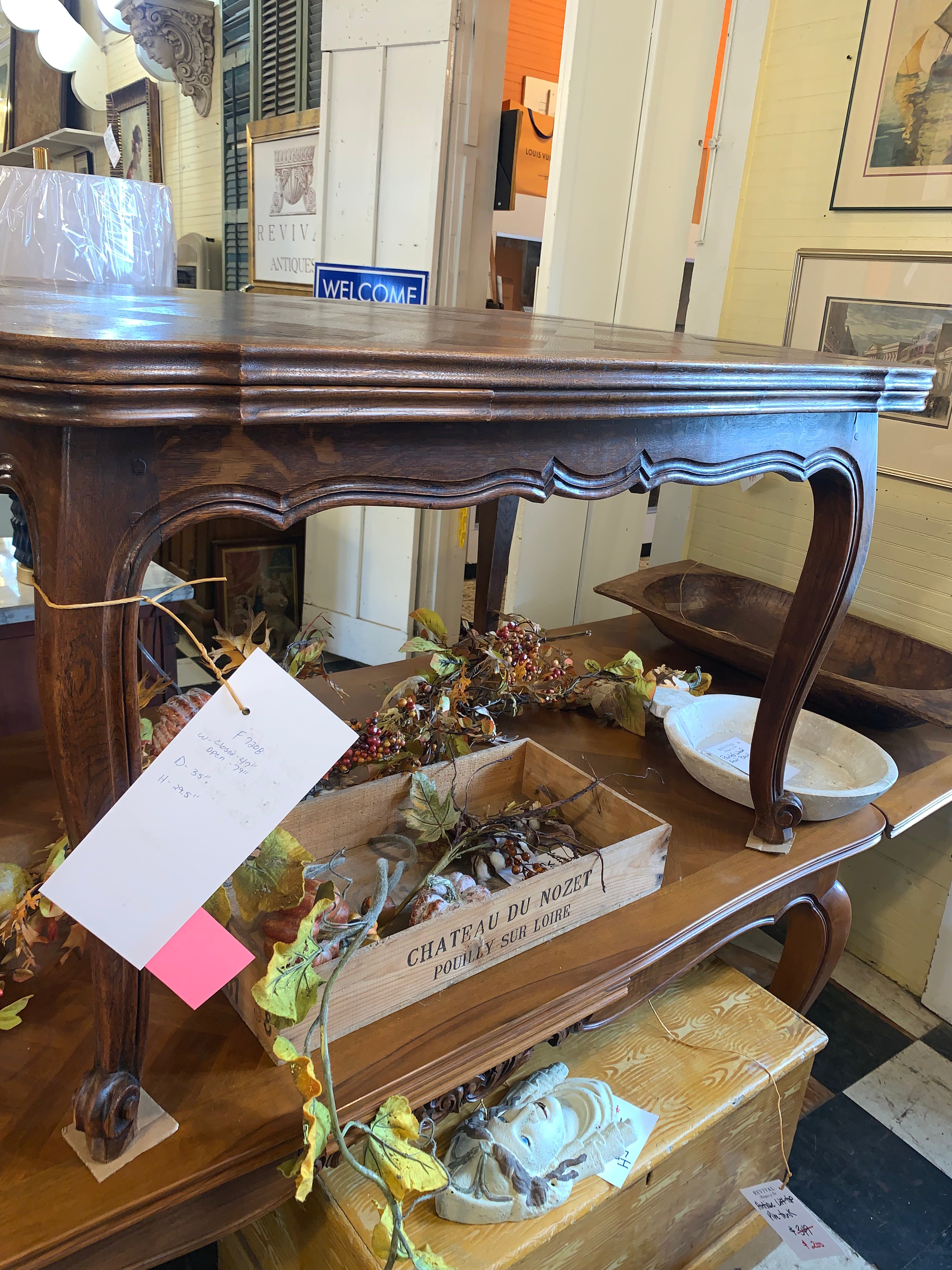 Hard To Find Small French Draw Leaf Table In Oak  c.1920s