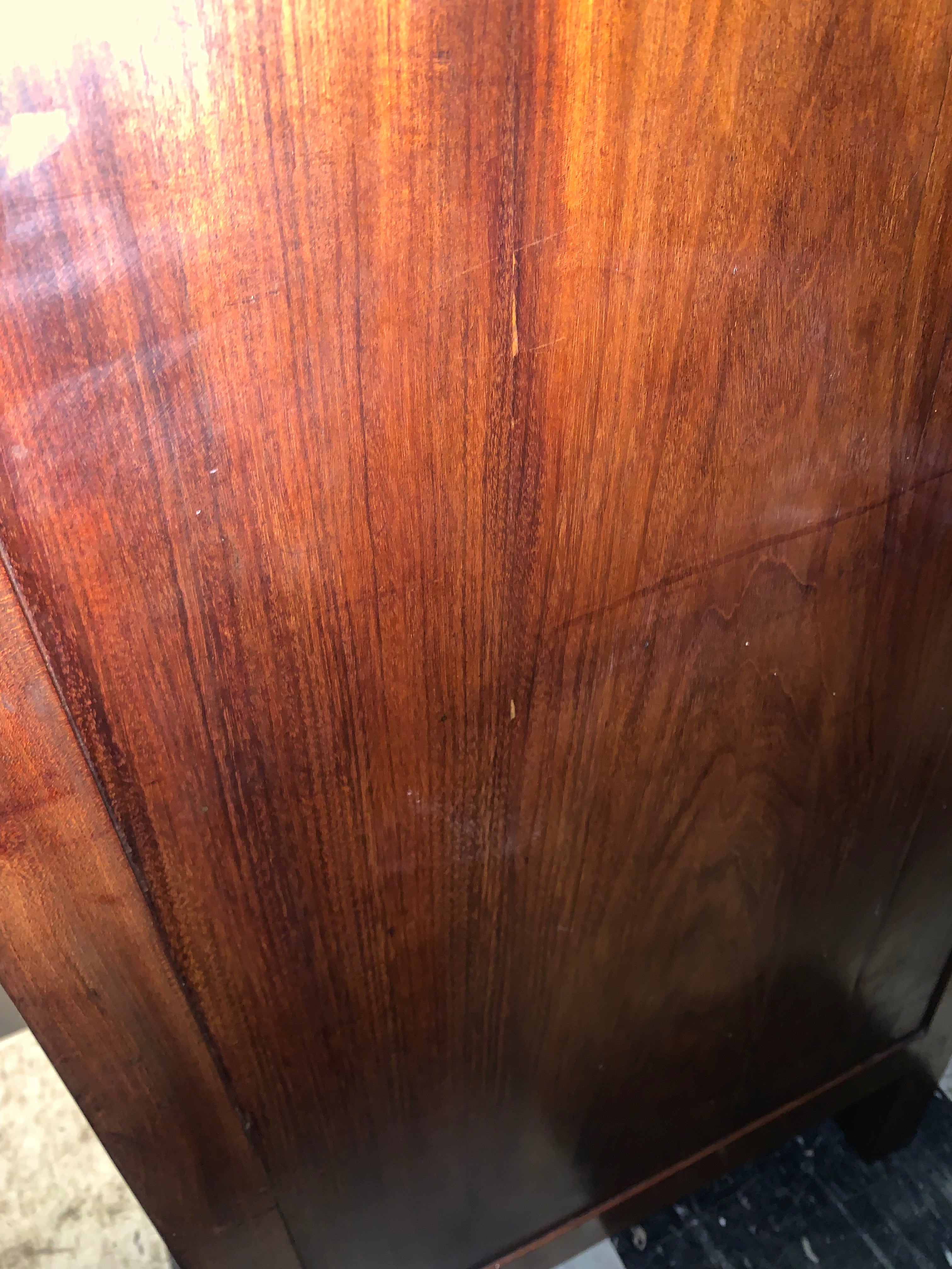 Unusual Petite French Mahogany Marble Top Sideboard  c.1900