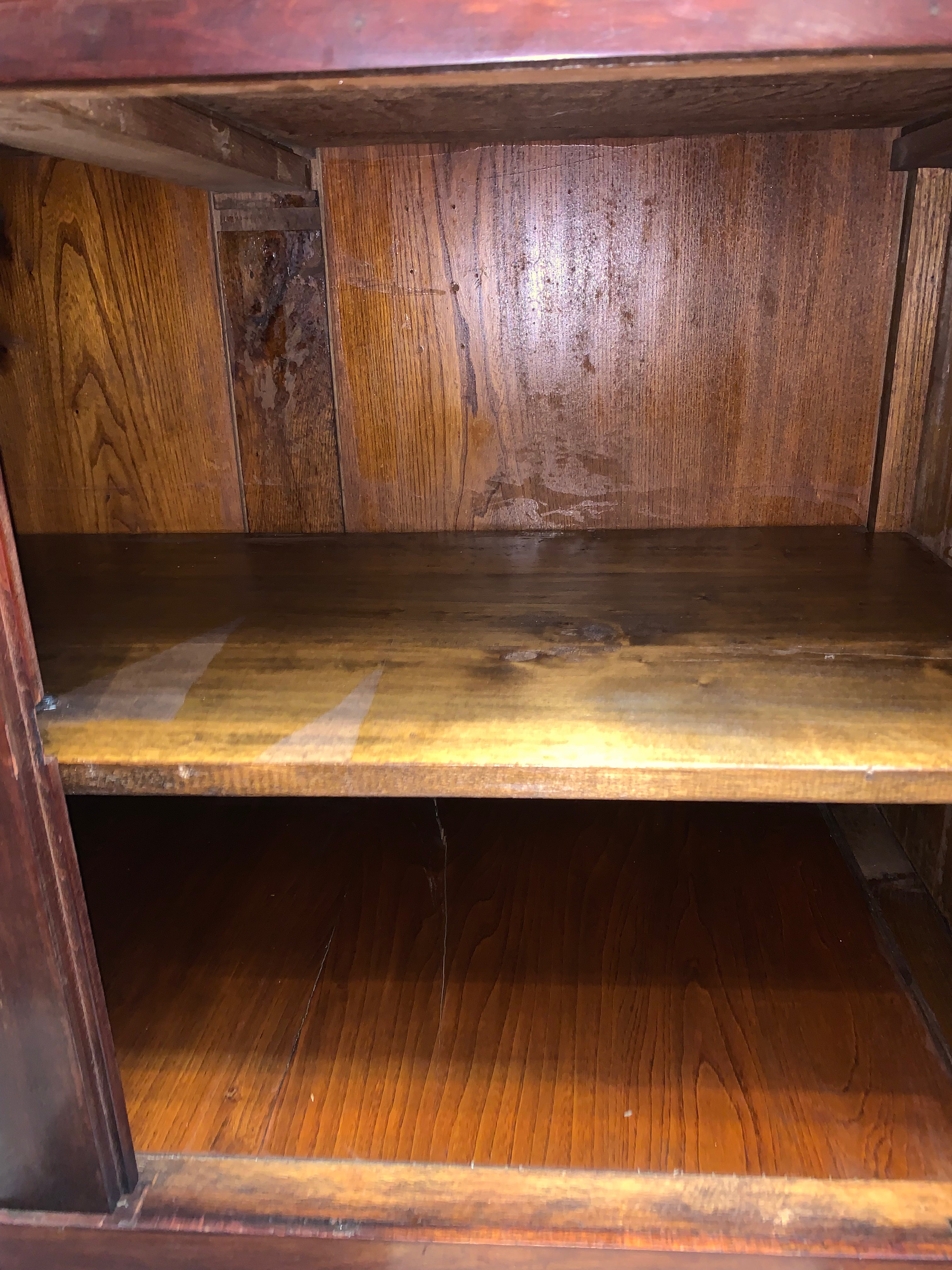 Unusual Petite French Mahogany Marble Top Sideboard  c.1900