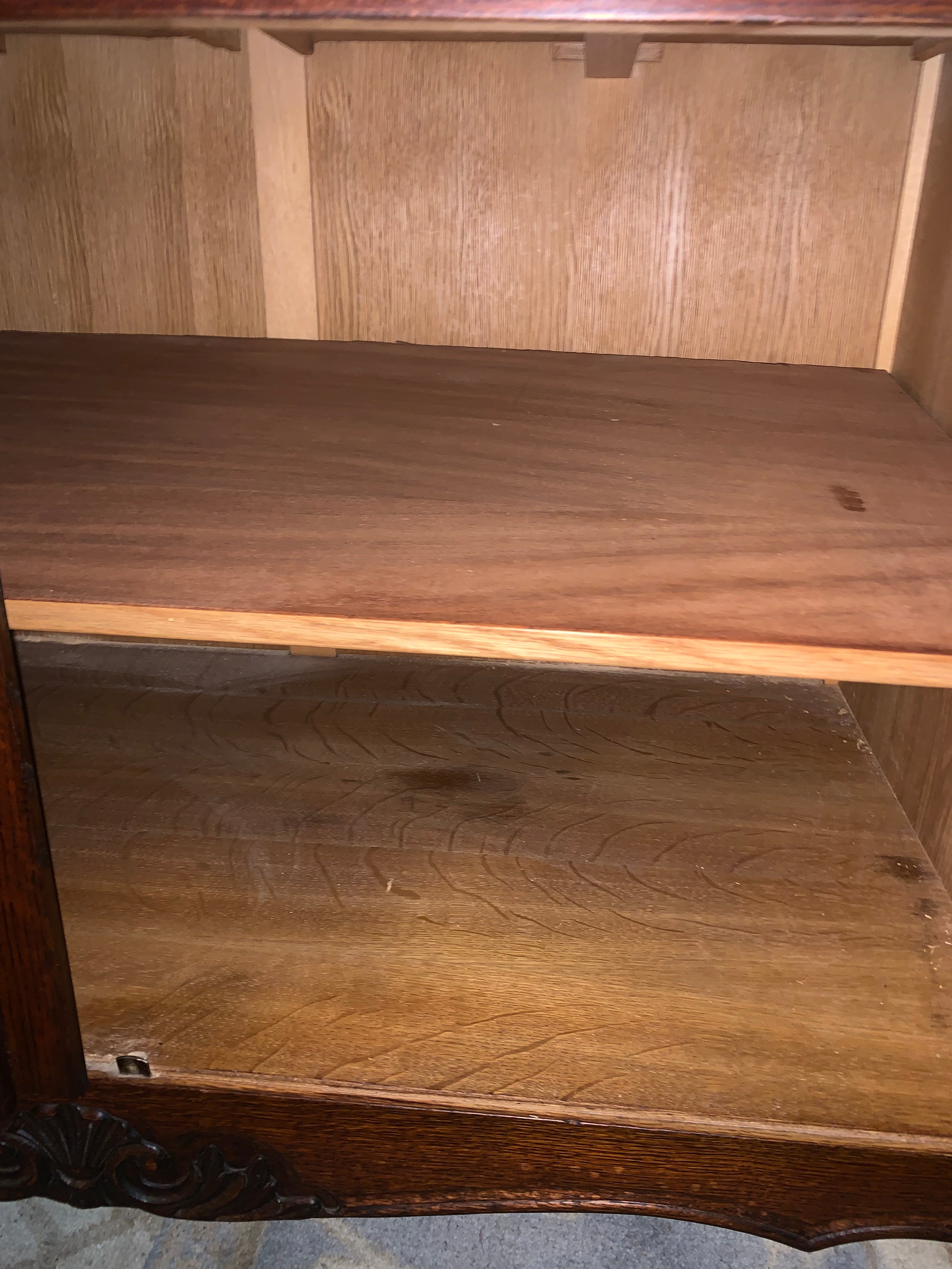 Parquetry Inlaid Top Country French Dark Oak Sideboard  c.1930s