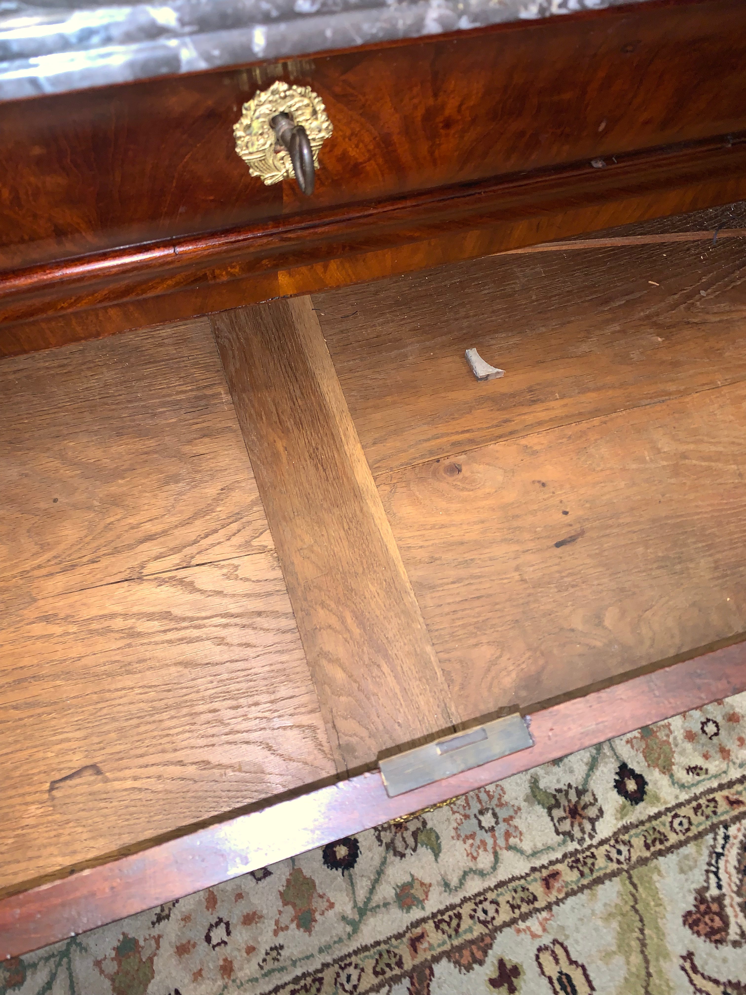 French Louis Philippe Mahogany Marble Top Chest  c.1920s