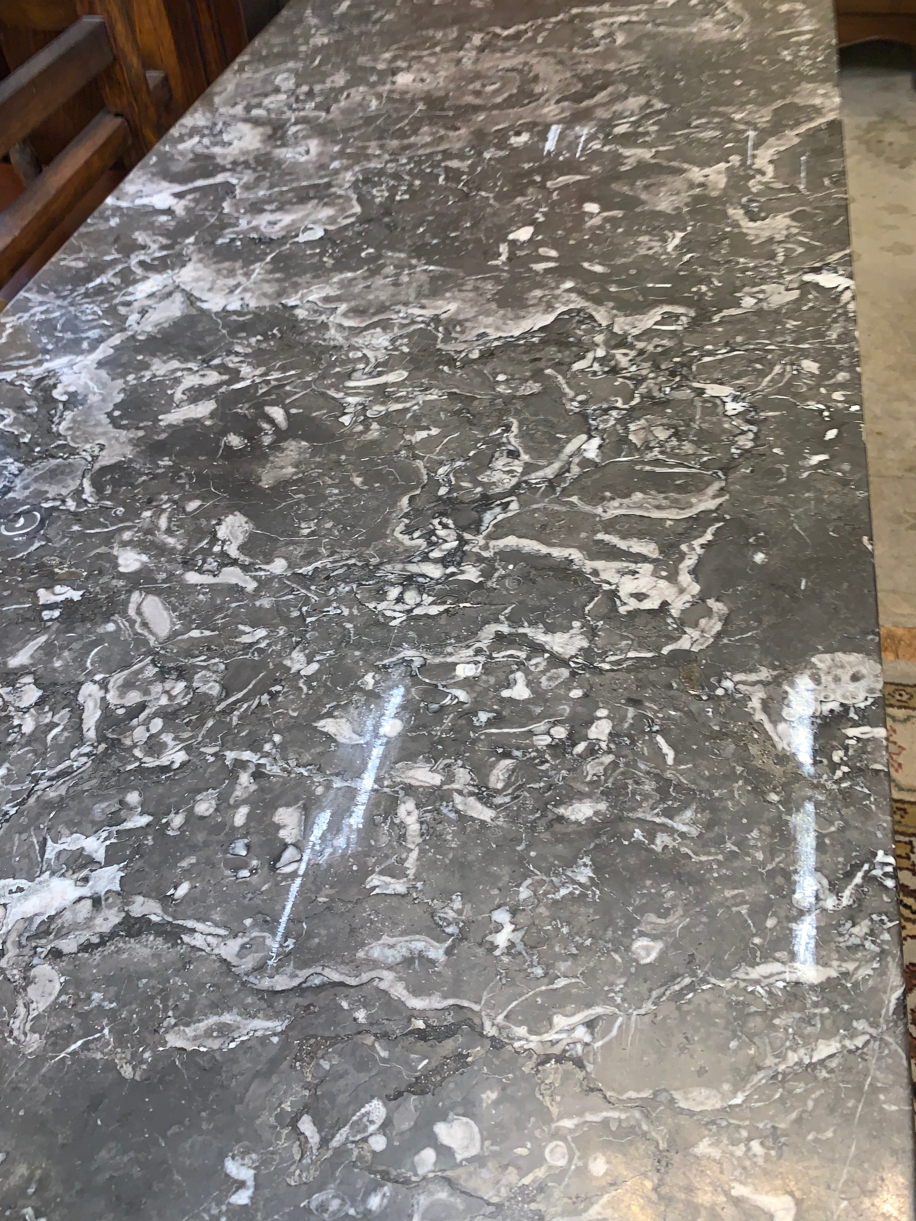 Flame Mahogany Louis Philippe Marble Top Chest  c.1900