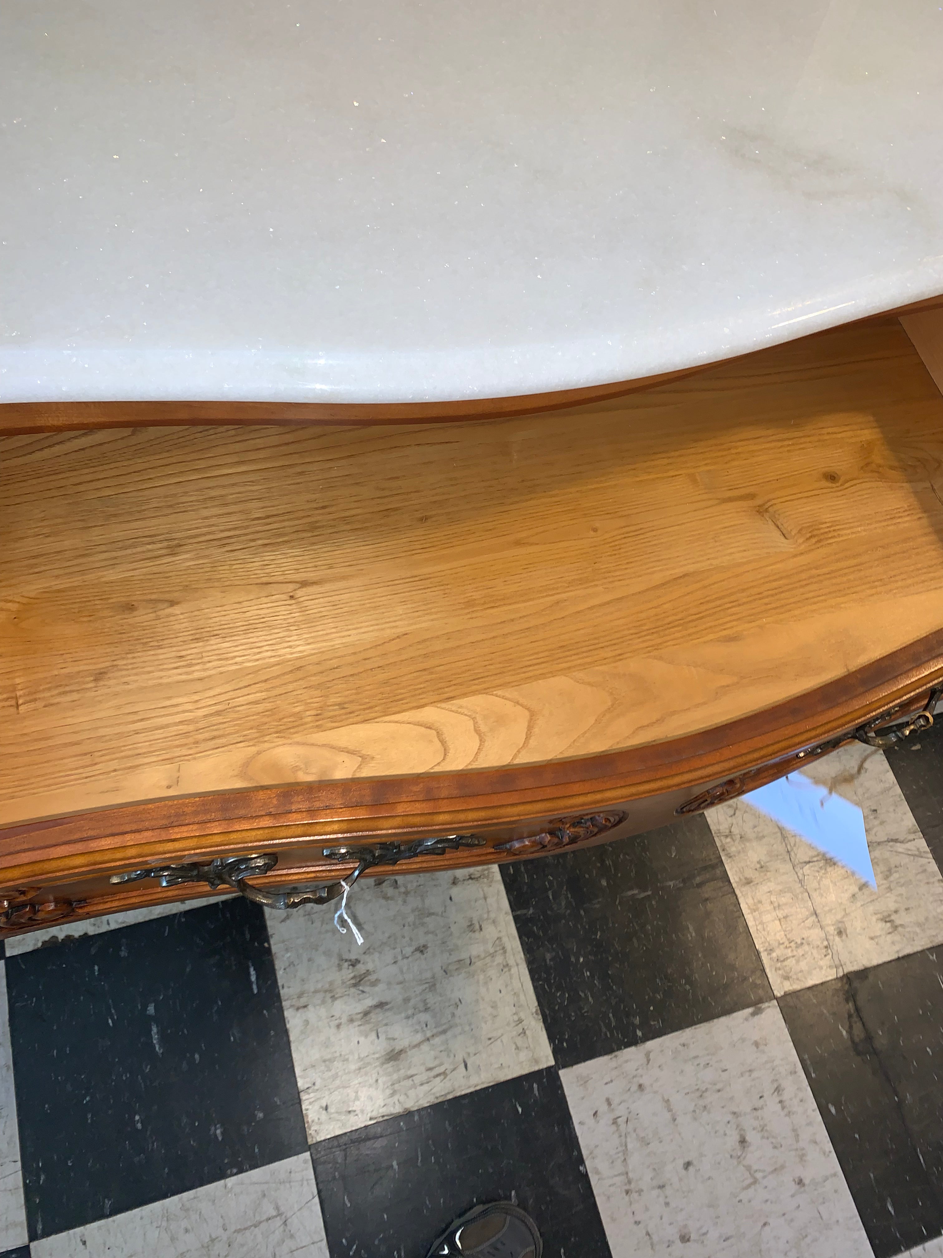 Vintage French Fruitwood Marble Top Chest  c.1940s