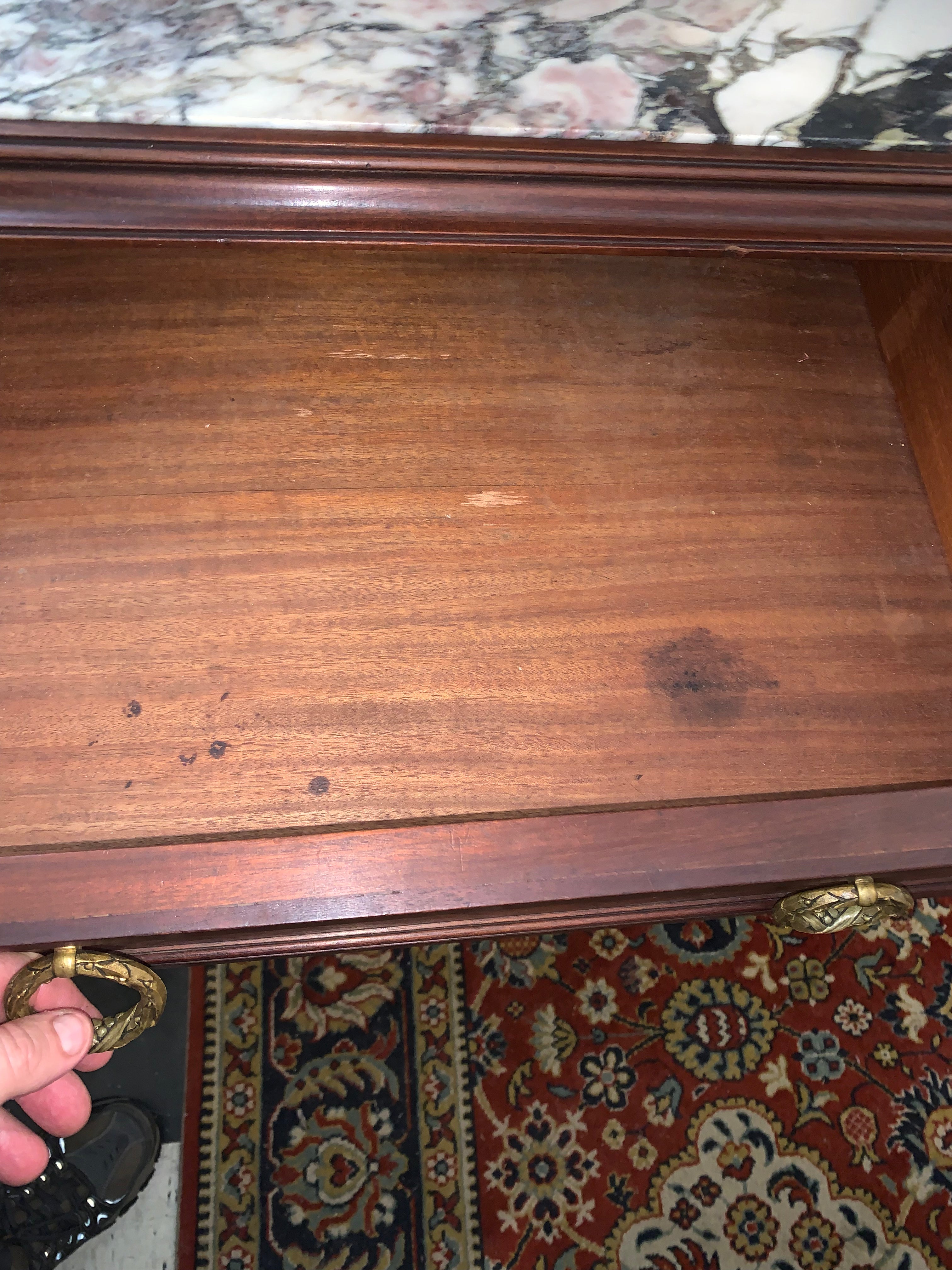 Louis XVI Marble Top French Sideboard w/ marble shelves Great Size  c.1920