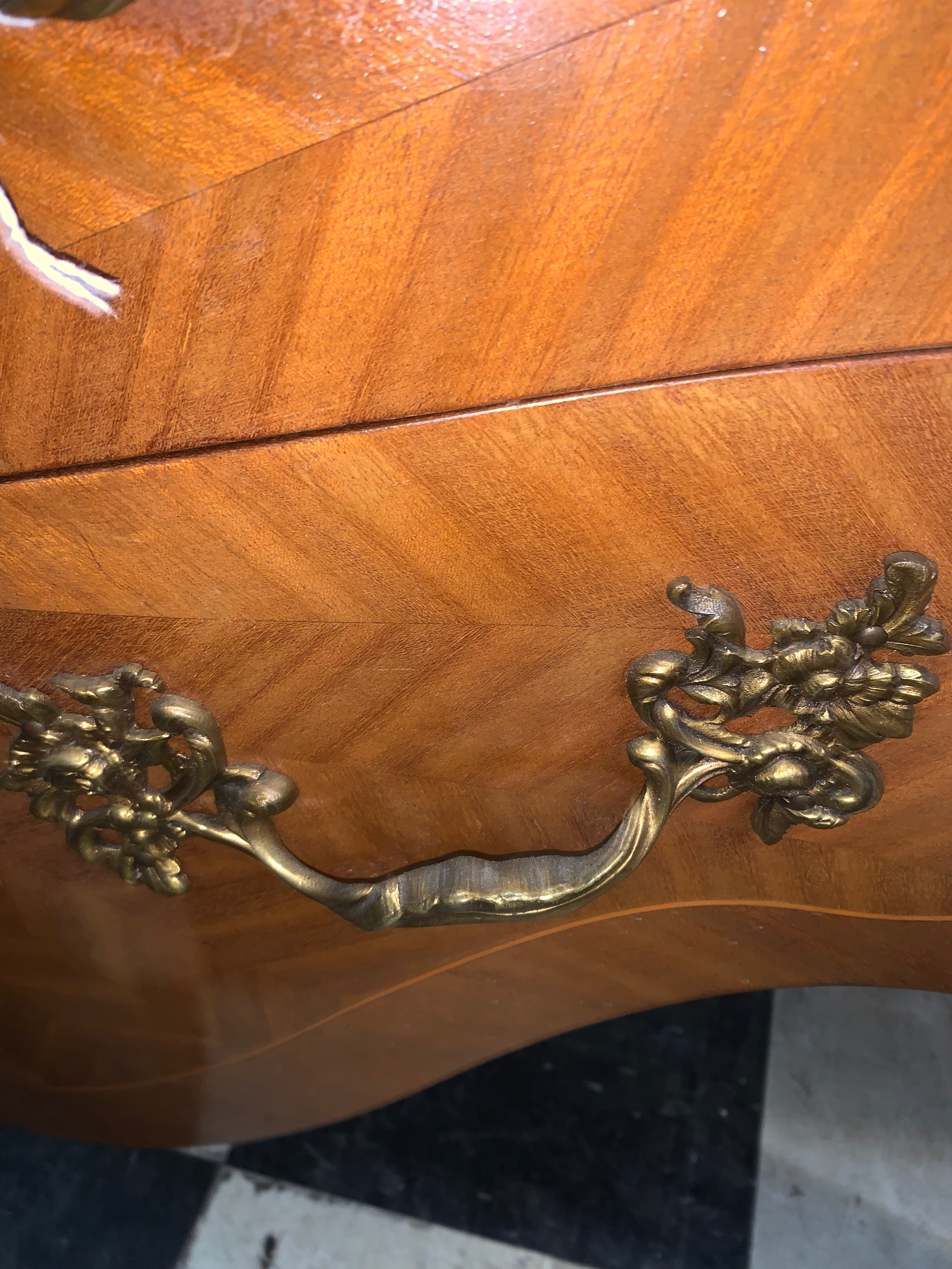 Louis XV Marble Top Mahogany Chest Ormolu Trim  c.1920