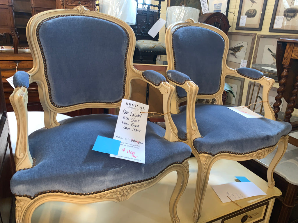 Pair Painted Arm Chairs from France  c.1930s