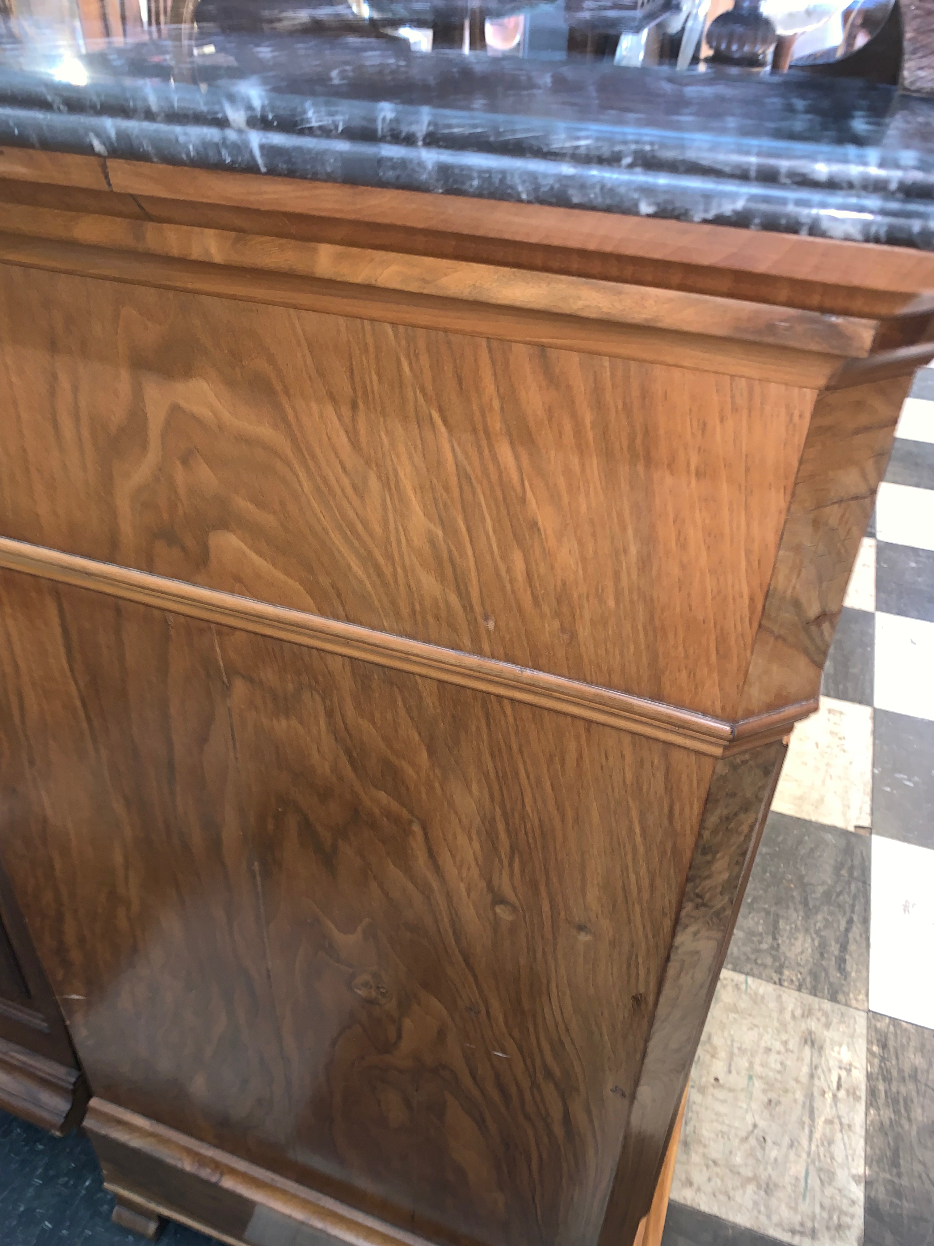 Napoleon II Style Walnut Marble Top Chest  c.1900