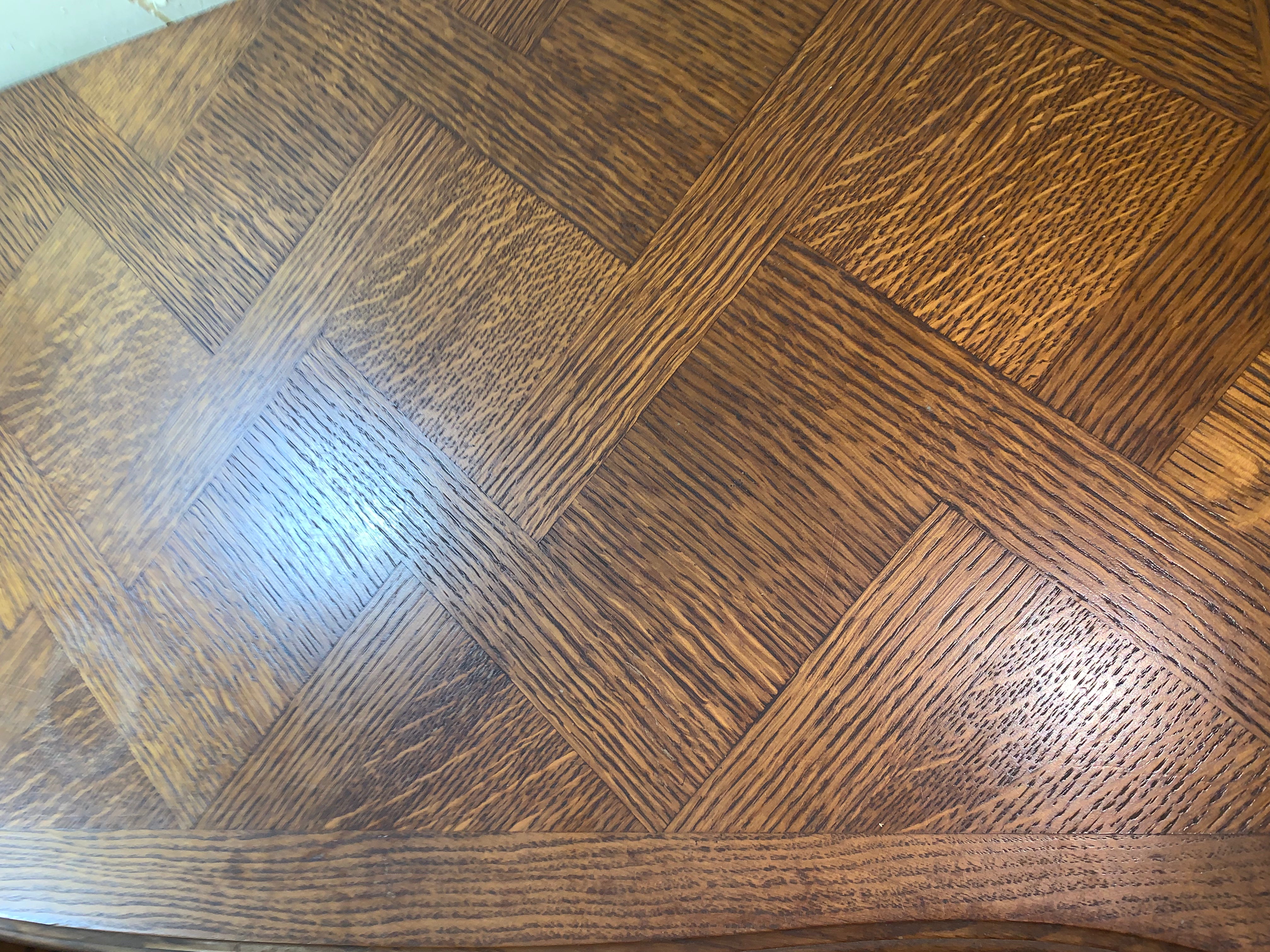 Louis XV Oak Parquet Top Chest Vintage  c.1940