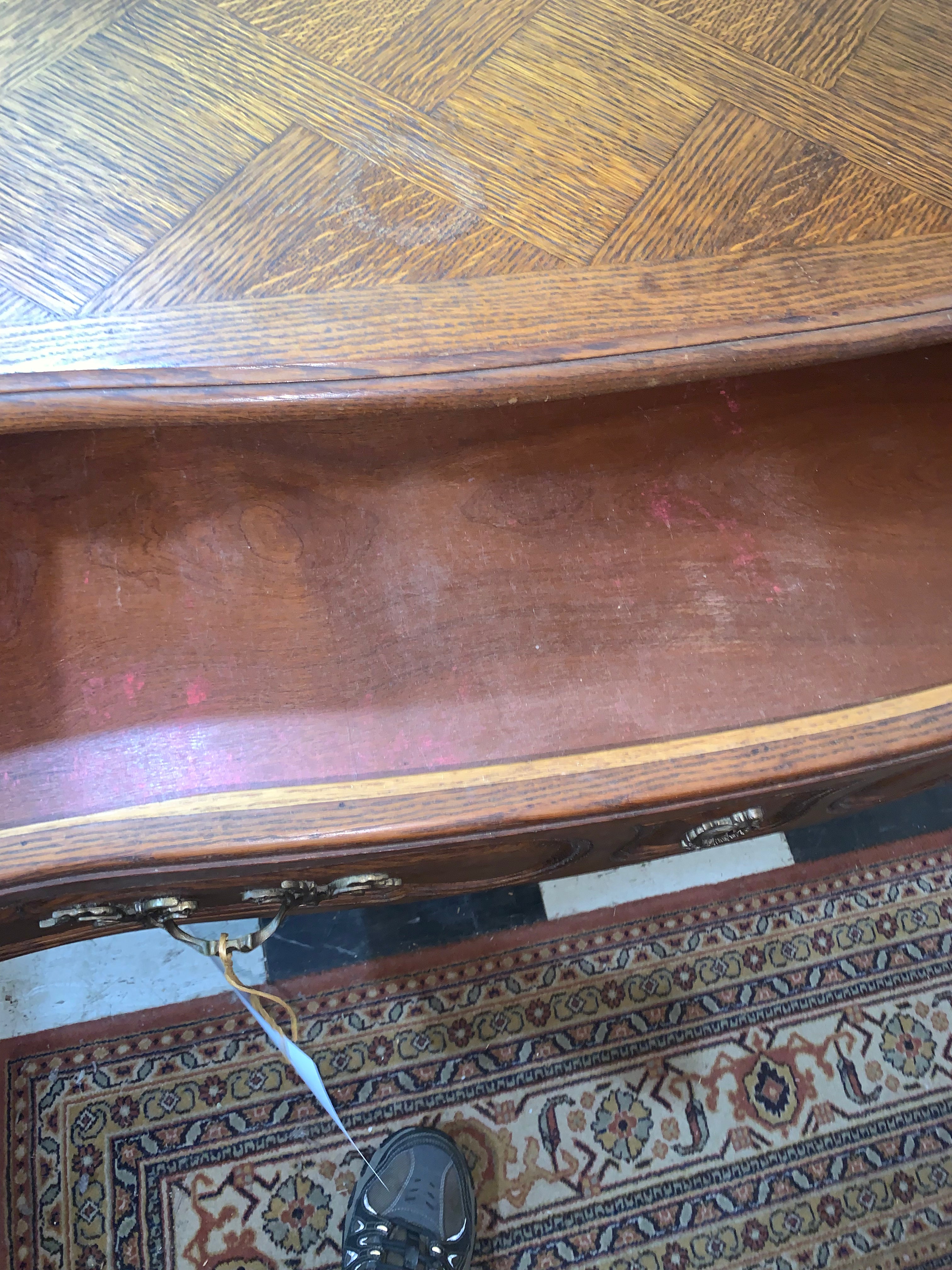 Louis XV Oak Parquet Top Chest Vintage  c.1940