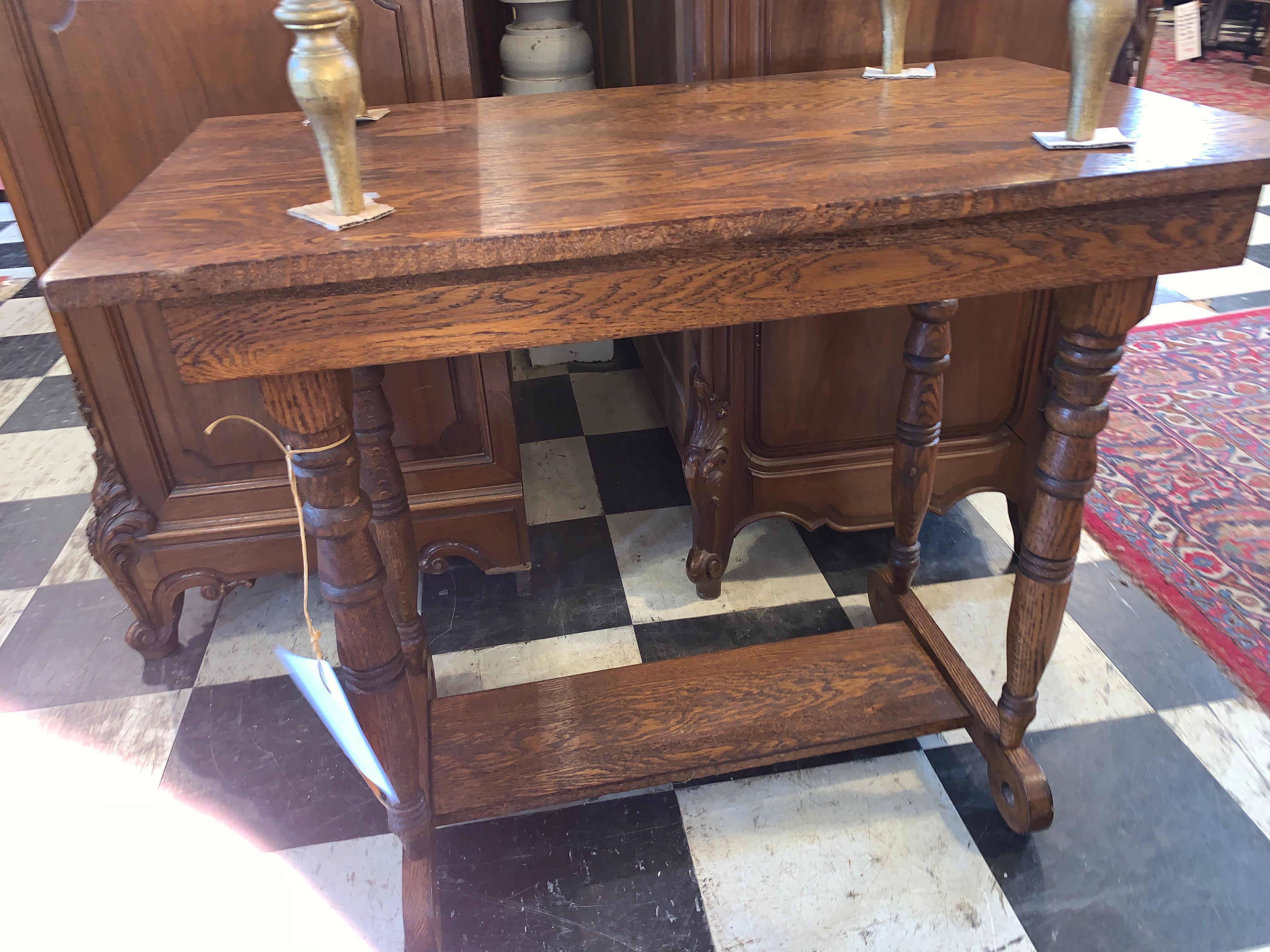 Large Oak End Table from Belgium