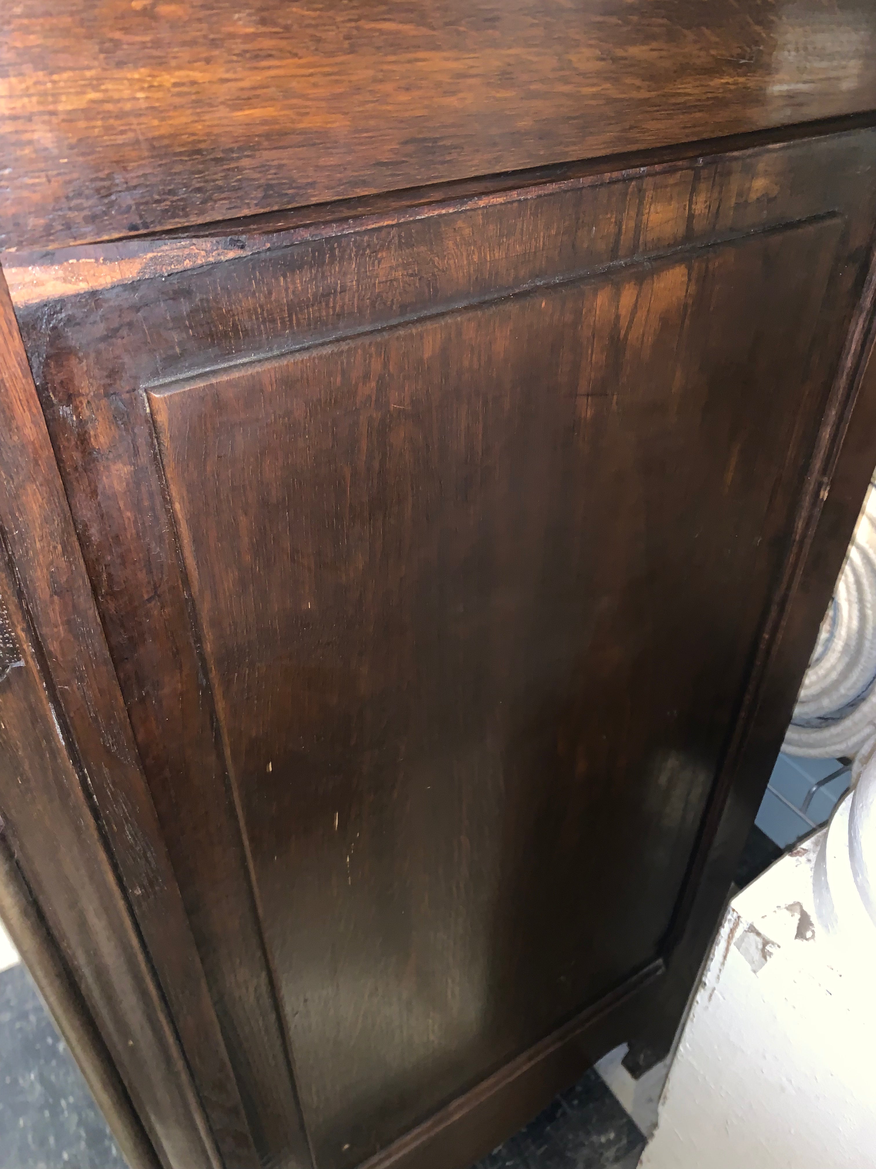 Louis XV Carved Dark Oak Marble Top Sideboard  c.1920  EXOTIC MARBLE TOP