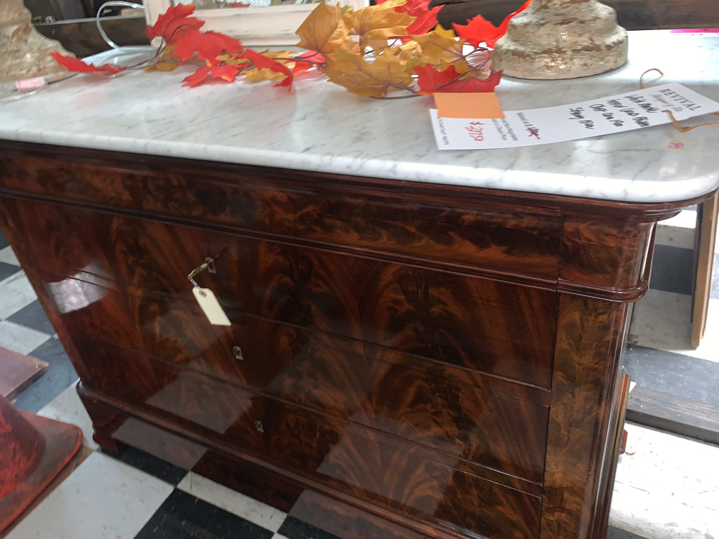 White Marble Top Louis Philippe Chest STUNNING PIECE  c.1900