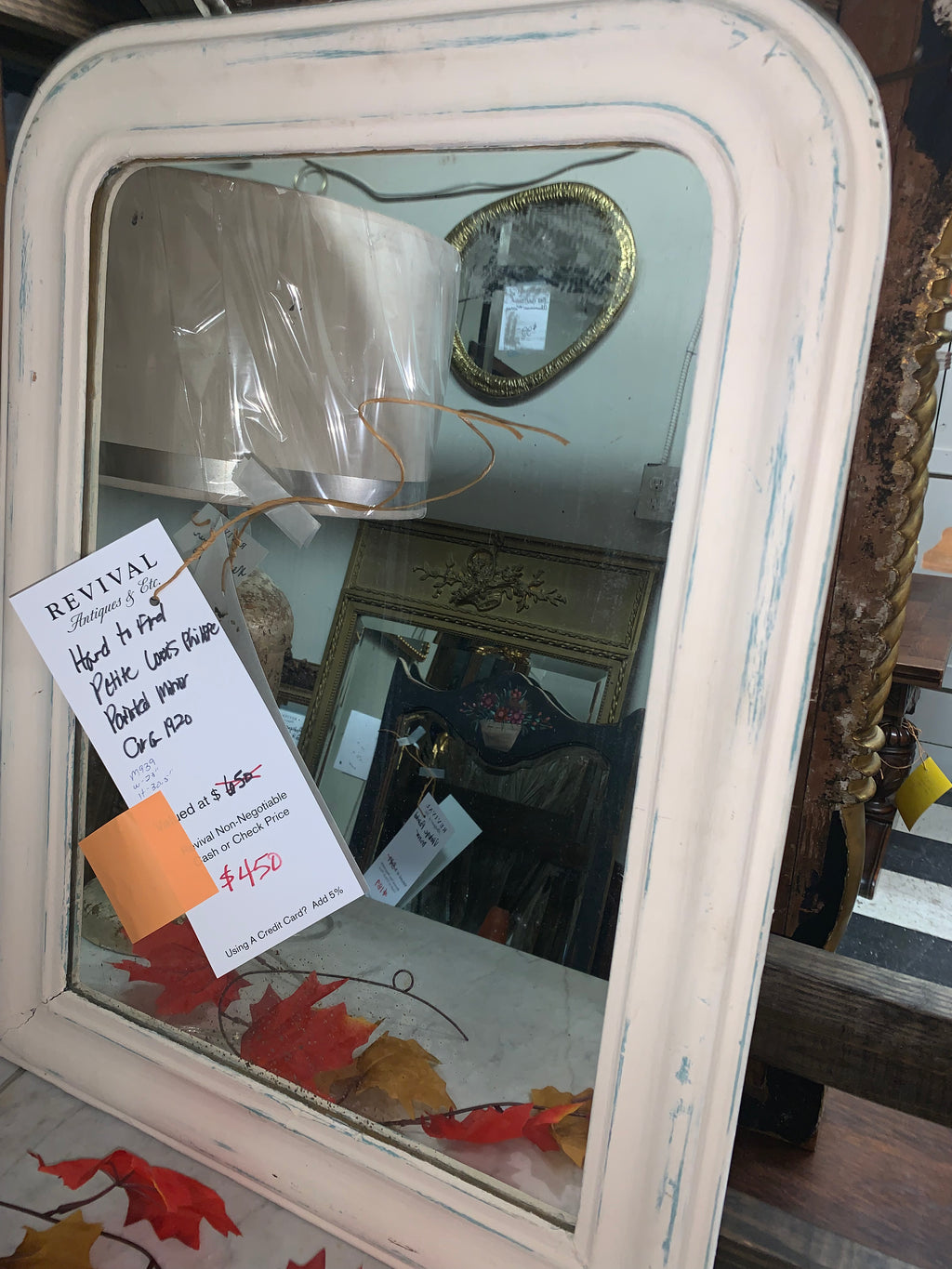 Hard To Find Petite Louis Philippe Painted Mirror  c.1920