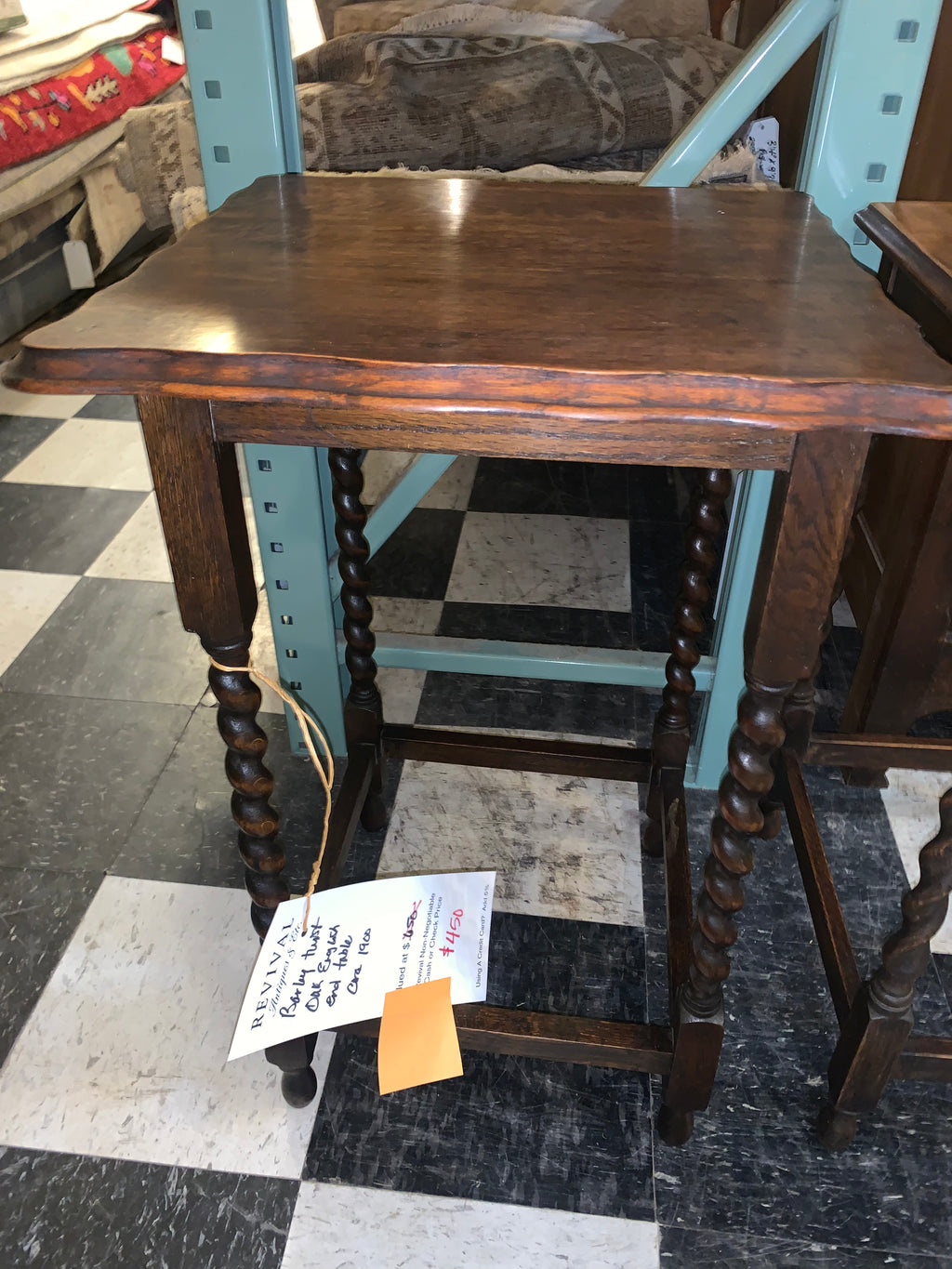 Barley Twist Oak English End Table  c.1900