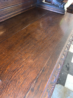 French Renassaince Heavy Carved Dark Oak Double Buffet  c.1890