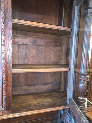 French Renassaince Heavy Carved Dark Oak Double Buffet  c.1890