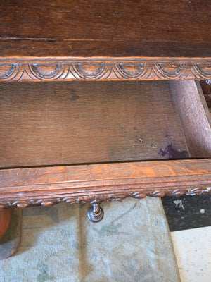 French Renassaince Heavy Carved Dark Oak Double Buffet  c.1890