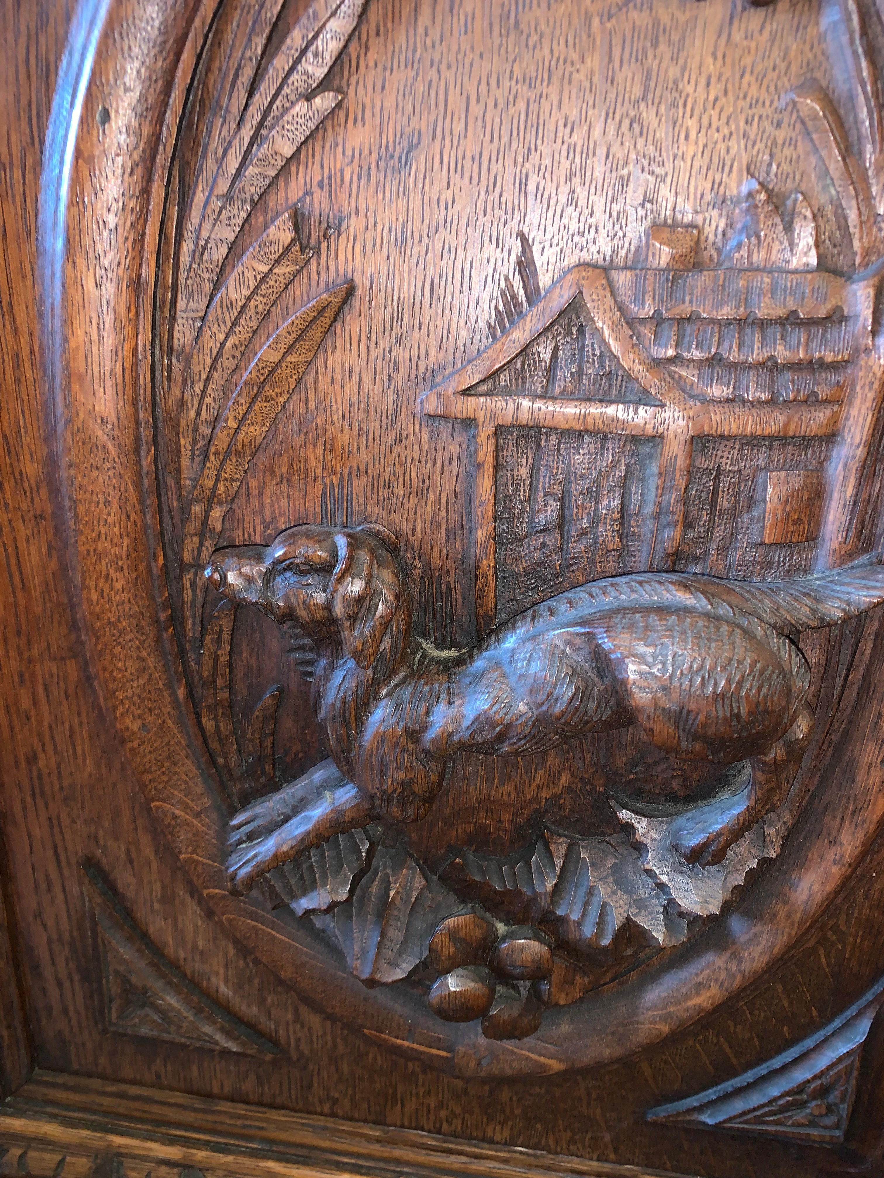 French Renassaince Heavy Carved Dark Oak Double Buffet  c.1890