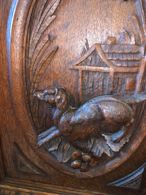 French Renassaince Heavy Carved Dark Oak Double Buffet  c.1890