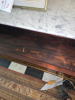 French Louis XVI White Marble Top Chest in Mahogany  c.1930s