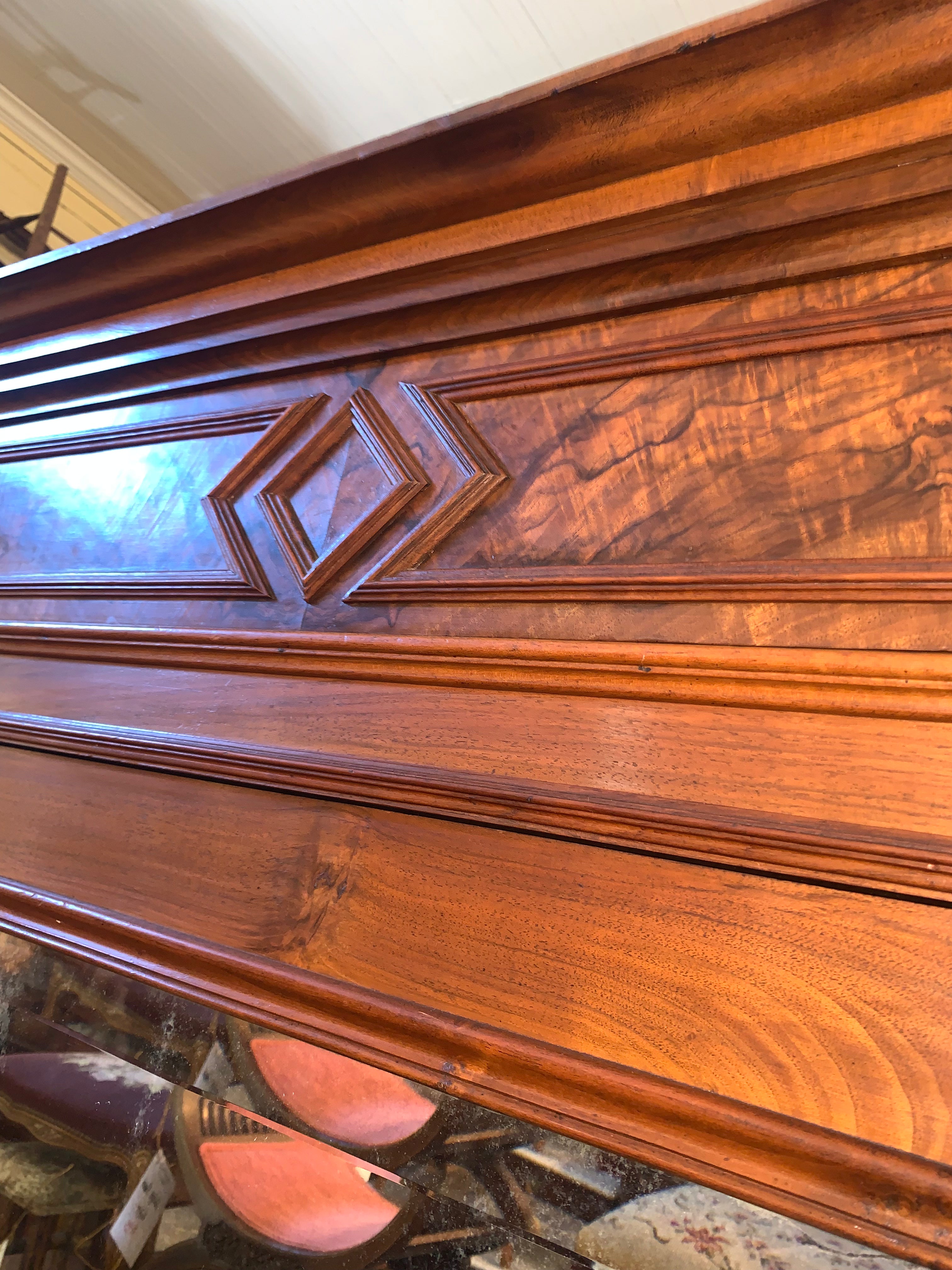 Carved Walnut Single Mirror Door French Armiore  c.1900