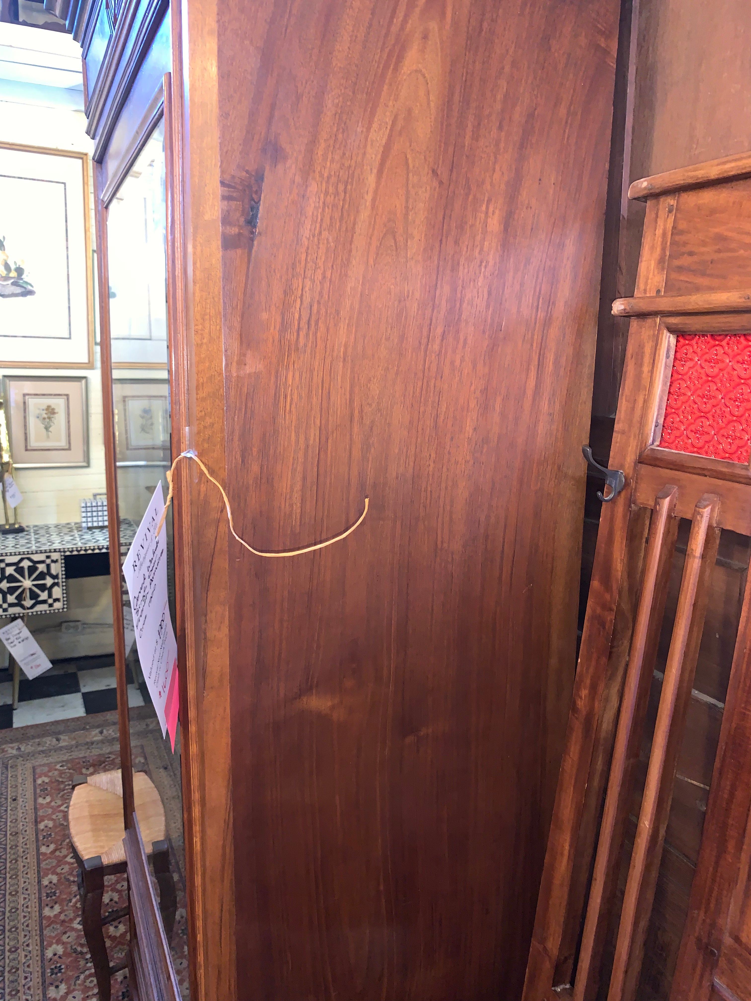 Carved Walnut Single Mirror Door French Armiore  c.1900
