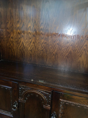 Leaded Glass Door Oak Bookcase from England  c.1930s