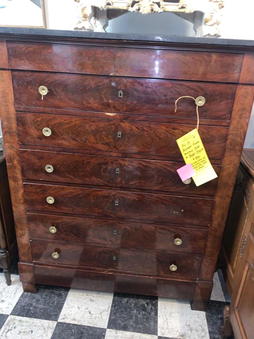 AS IS Antique French Mahogany Chest " PROJECT PIECE"