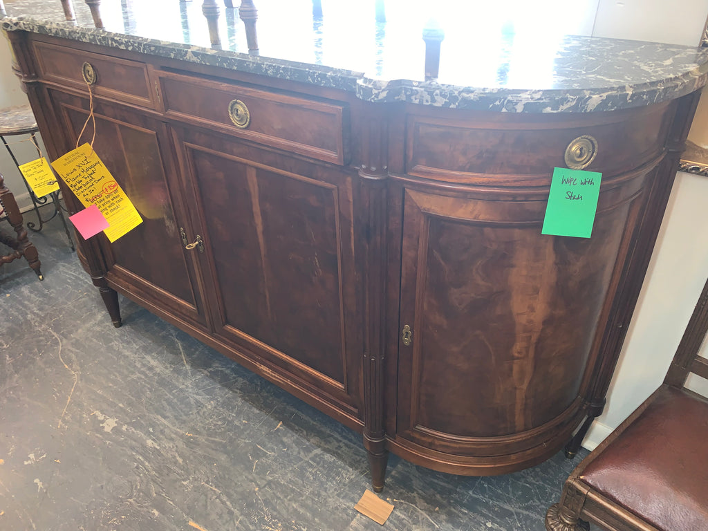 Louis XVI Flame Mahogany Marble Top Sideboard Discolored Doors AS IS
