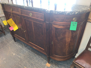 Louis XVI Flame Mahogany Marble Top Sideboard Discolored Doors AS IS