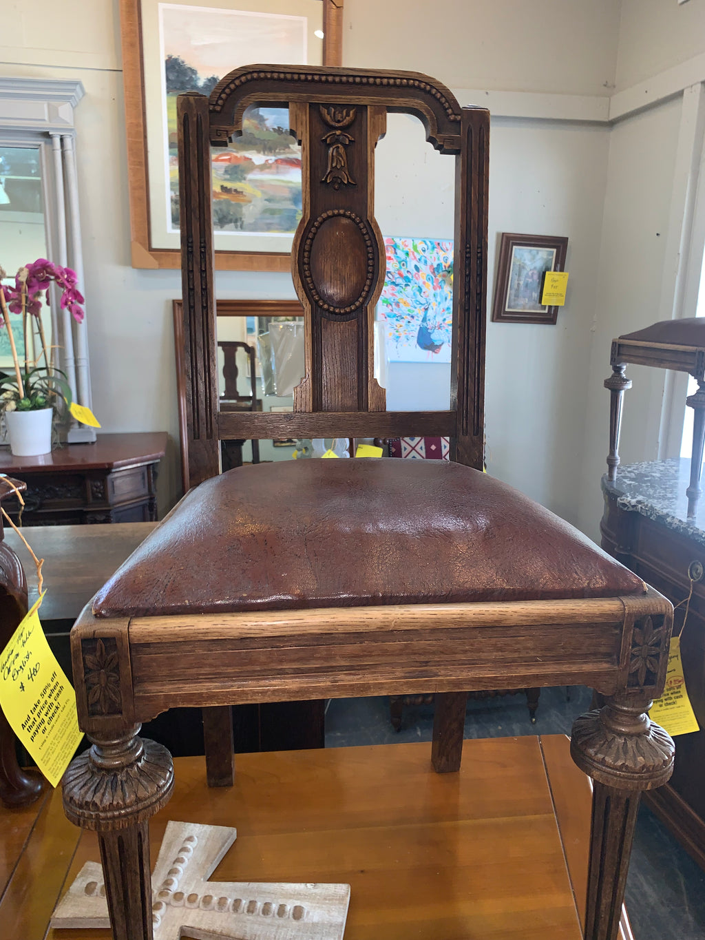 Set Of 6 English Oak Dining Chairs