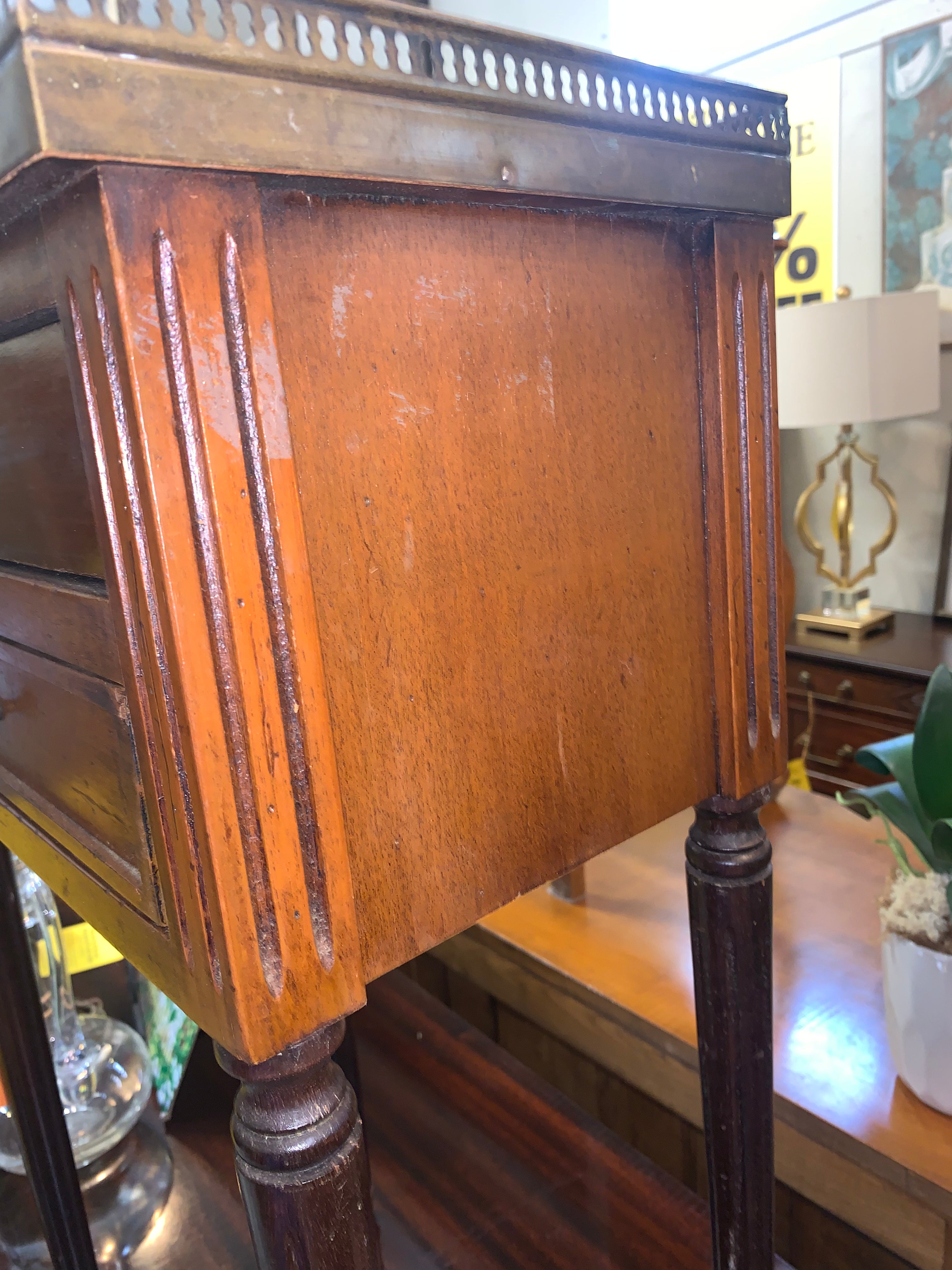 AS IS Pair French Marble Top Bedside Cabinets