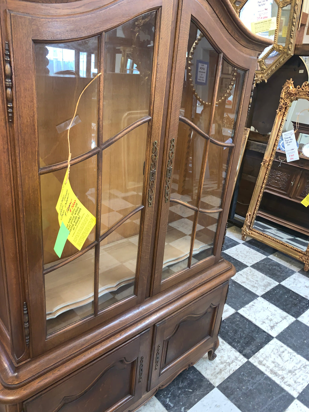 Vintage Oak French China Cabinet