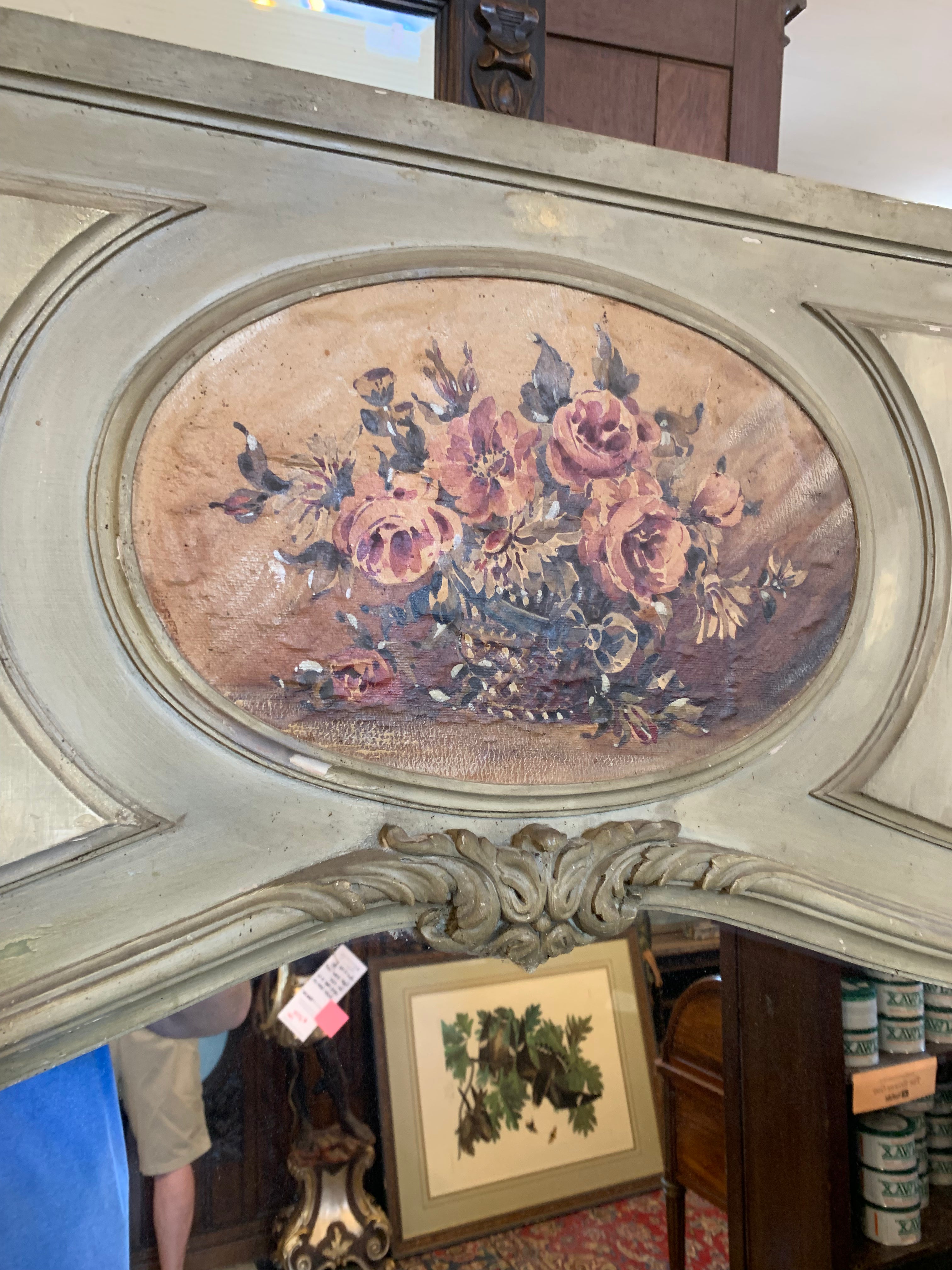 Rare Large French Antique Trumeau Mirror  c.1900