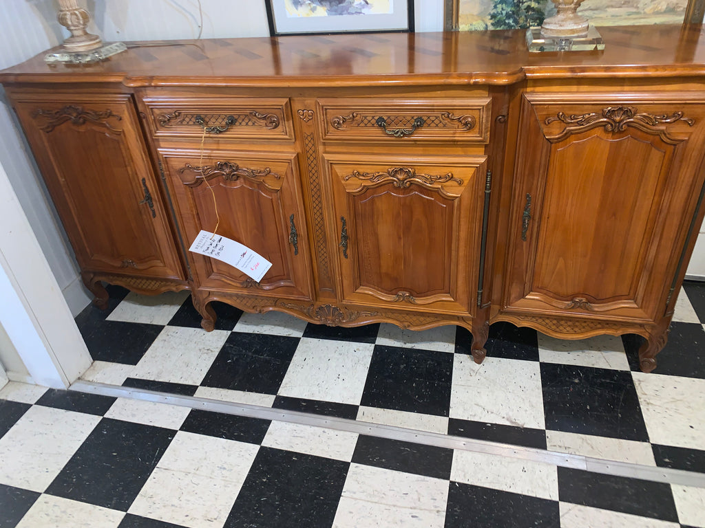 French Louis XV Carved Cherry Sideboard  c.1940s