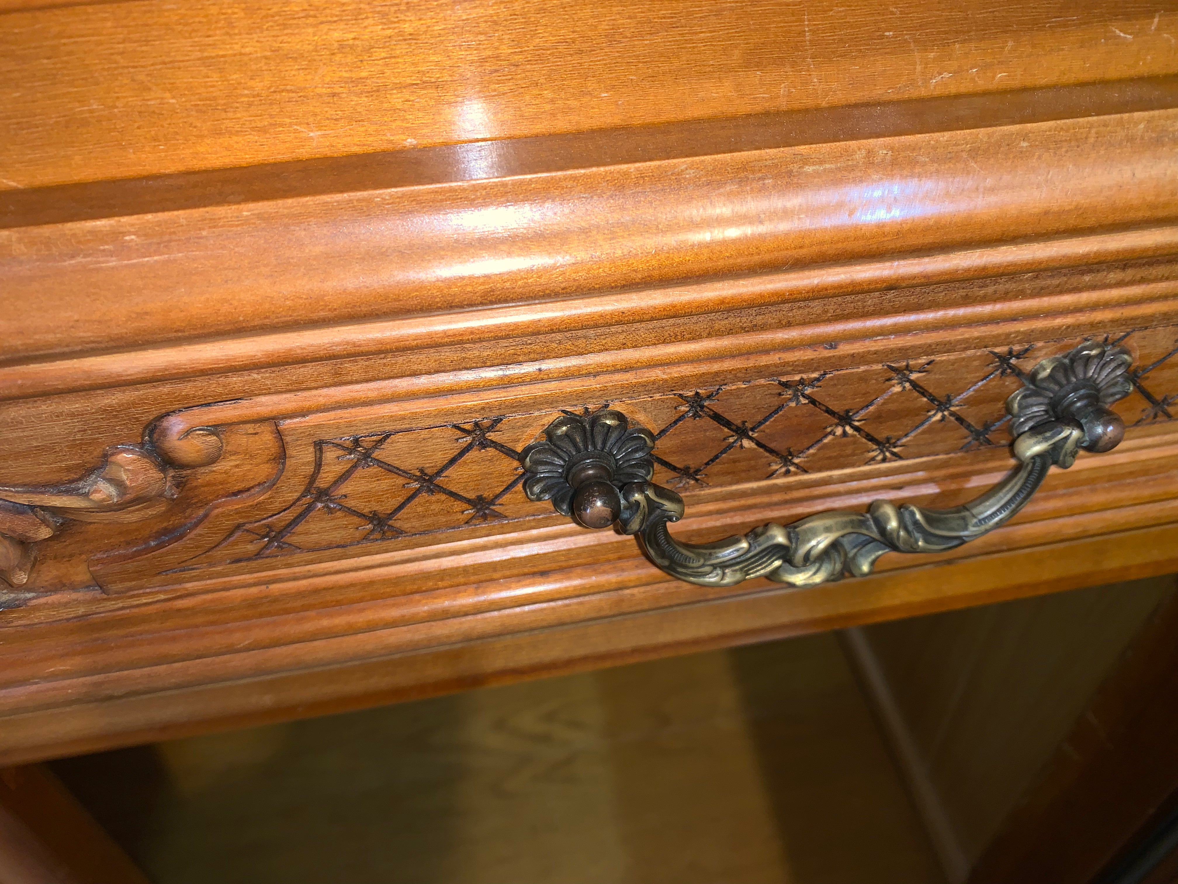 French Louis XV Carved Cherry Sideboard  c.1940s