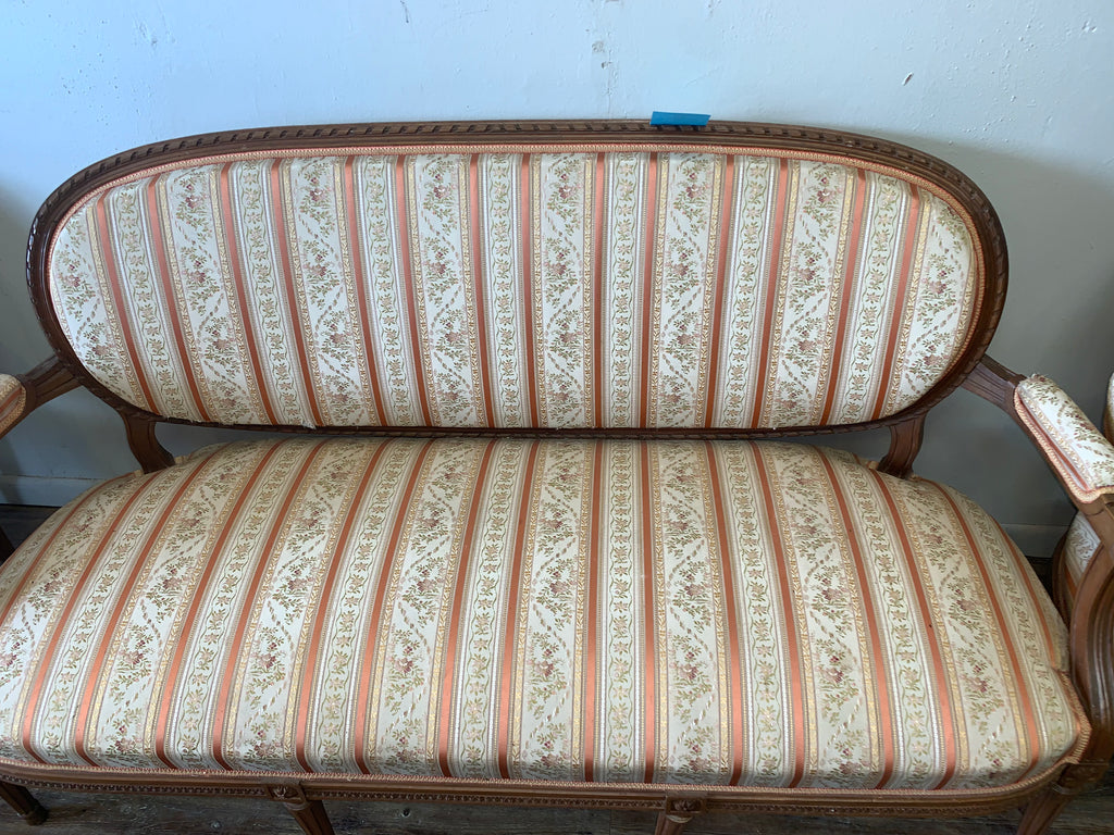 Large French Settee MINOR SMALL TEAR TO TEXTILE ON BACK