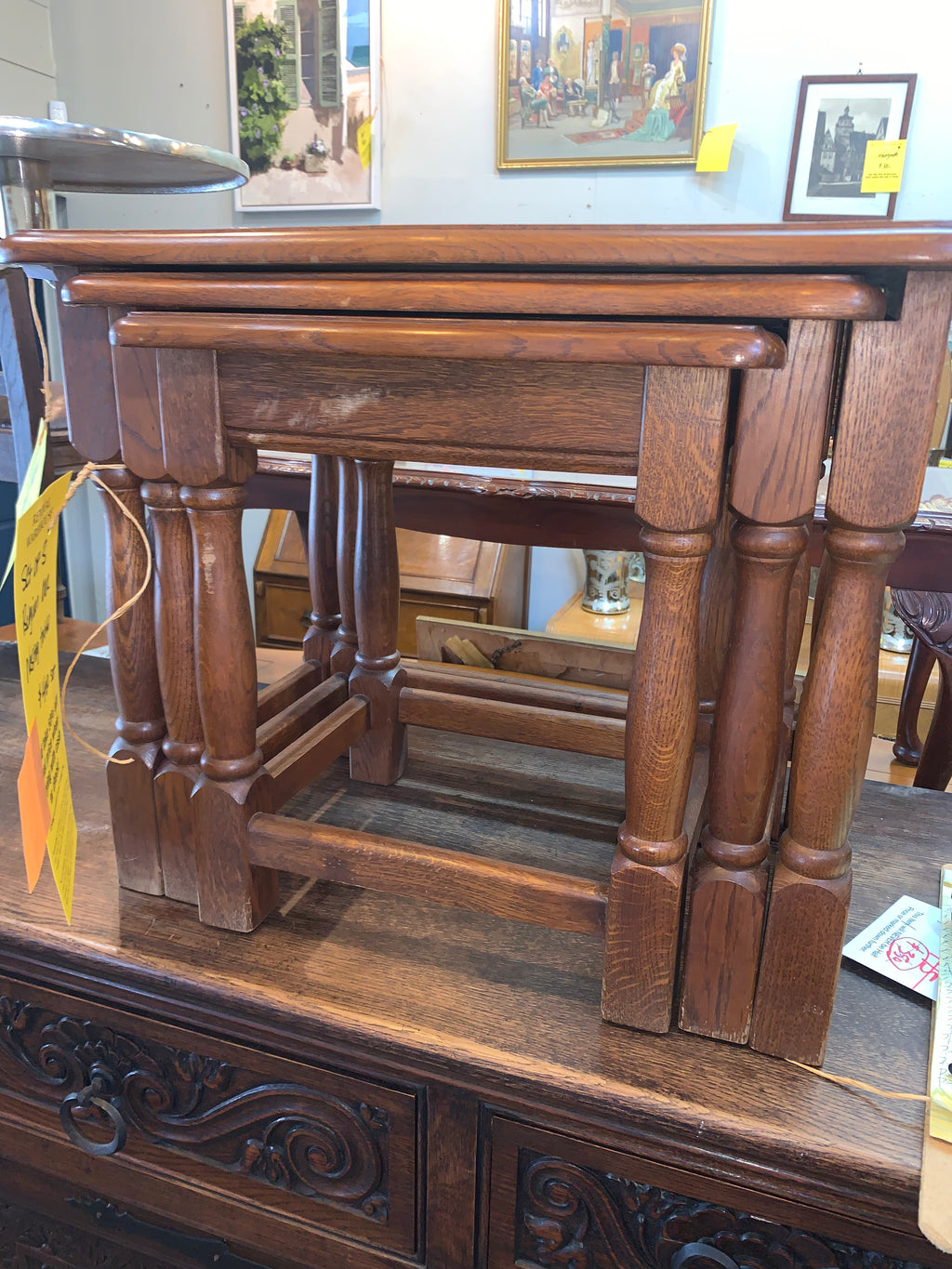 Set Of 3 Belgian Oak Nesting Tables