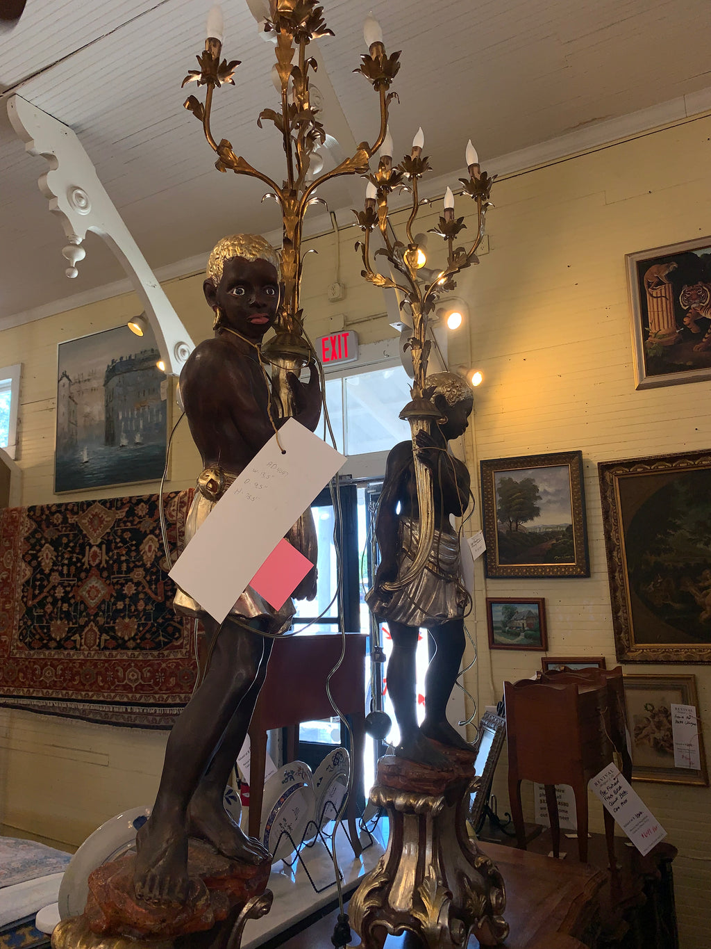 HARD TO FIND Pair Black Amoor Lamps c.1940s