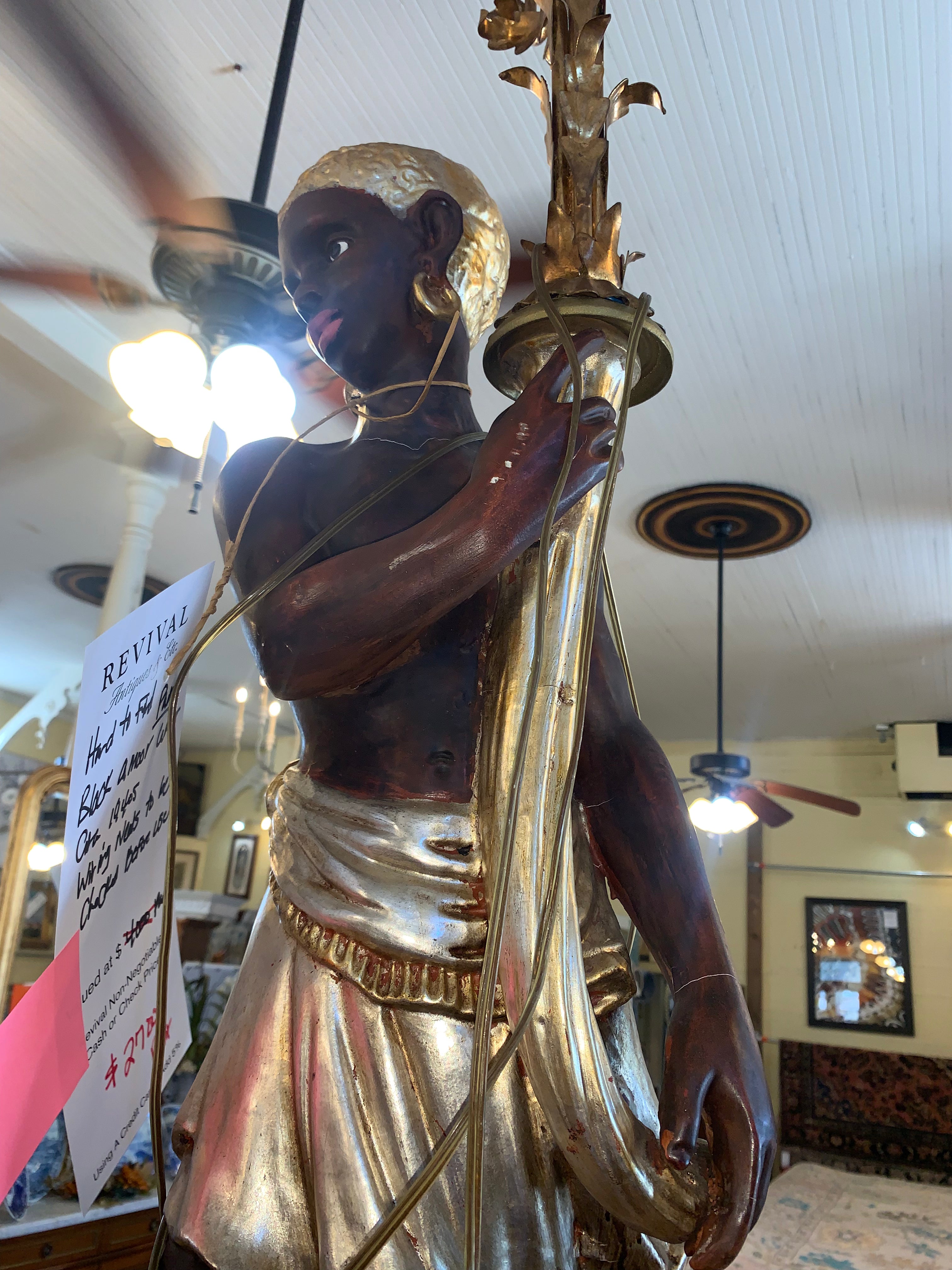 HARD TO FIND Pair Black Amoor Lamps c.1940s