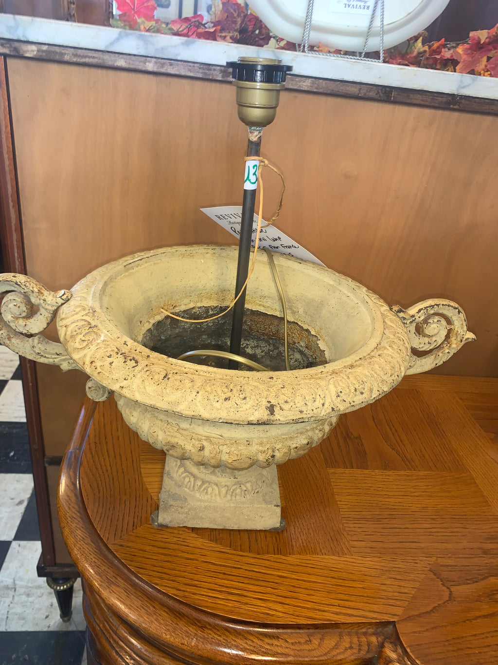 Pair Antique Iron Urn Lamp Bases from France   c.1920s