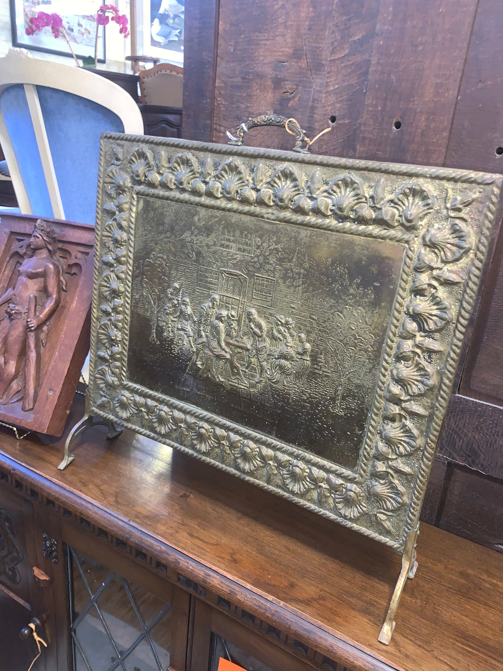 Pressed Brass English Fire Screen