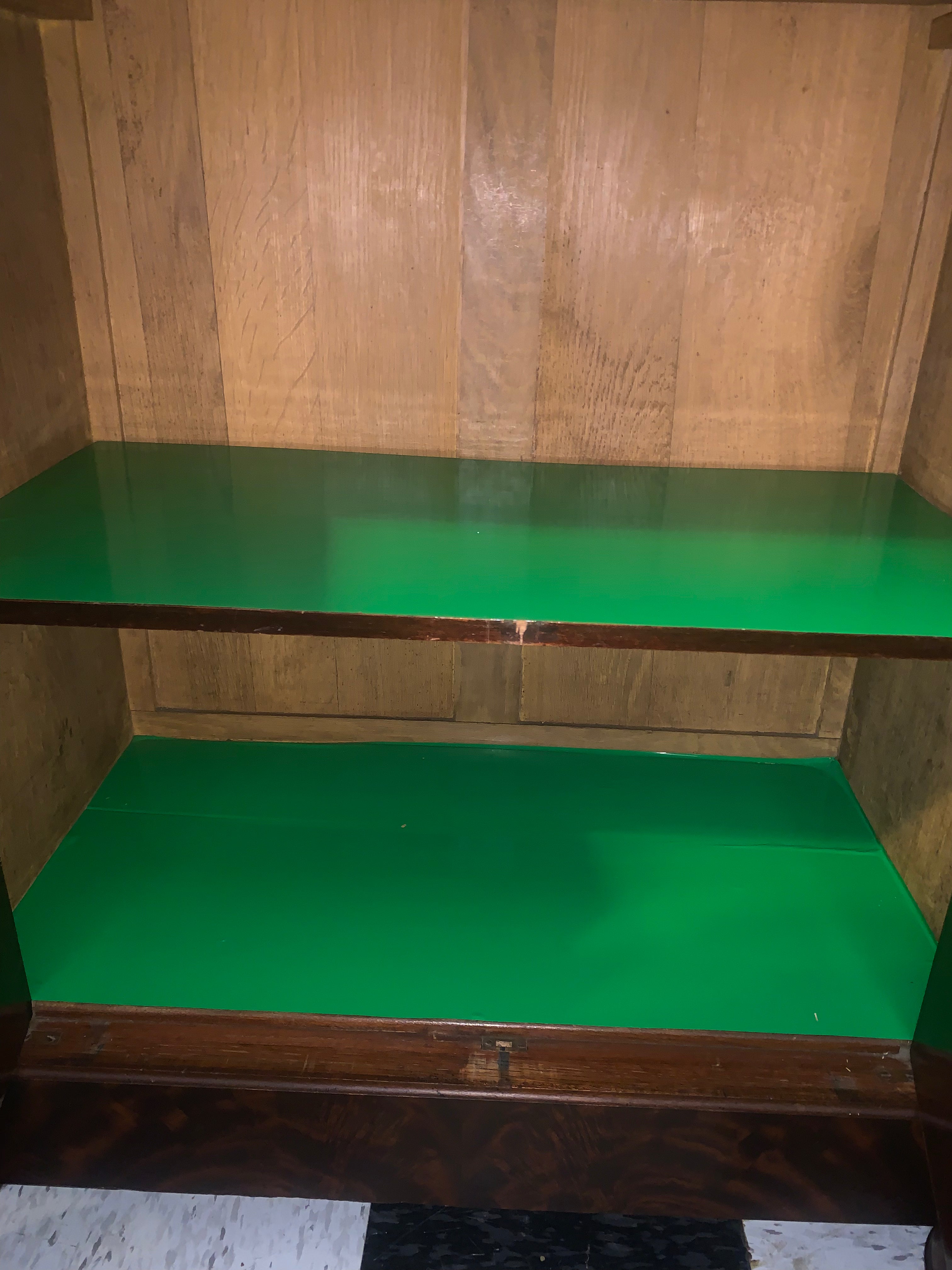 Rare French Empire Flame Mahogany Marble Top Sideboard  c.1900