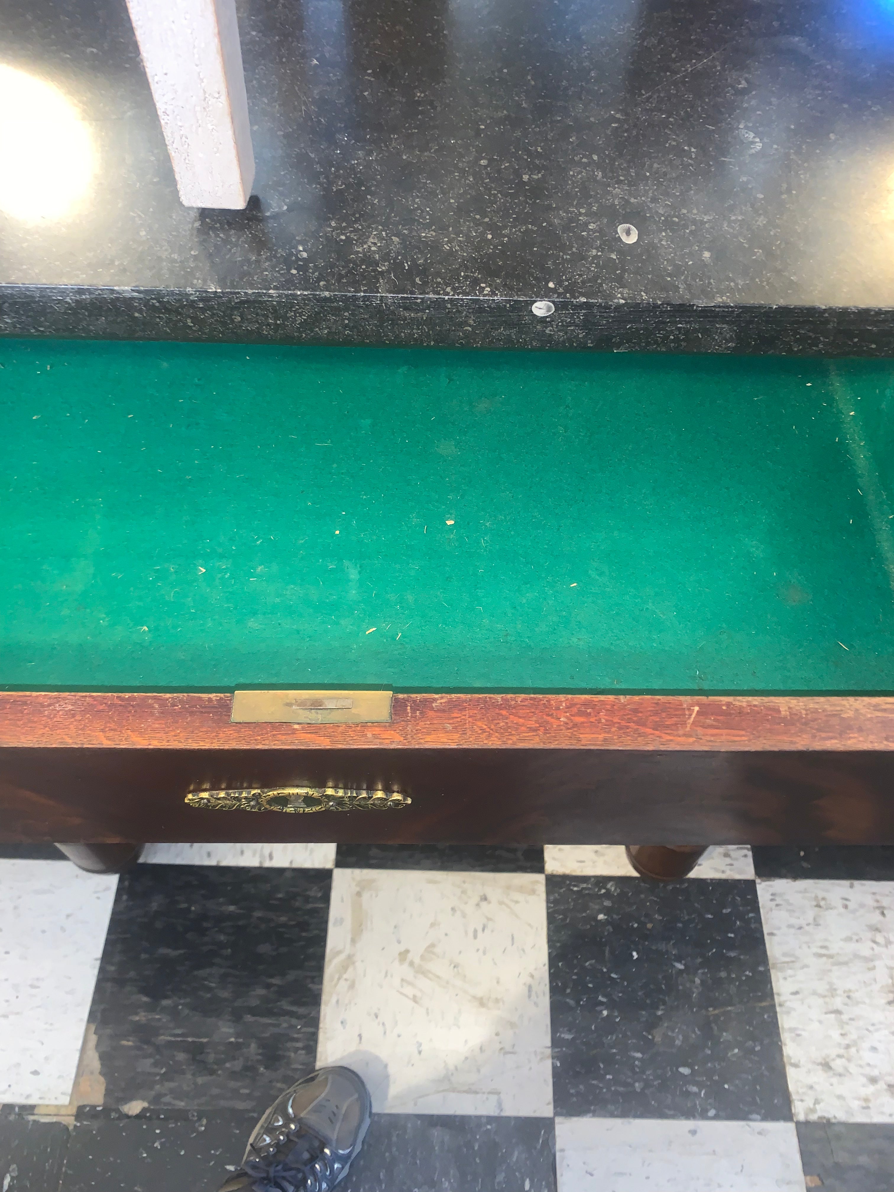 Rare French Empire Flame Mahogany Marble Top Sideboard  c.1900
