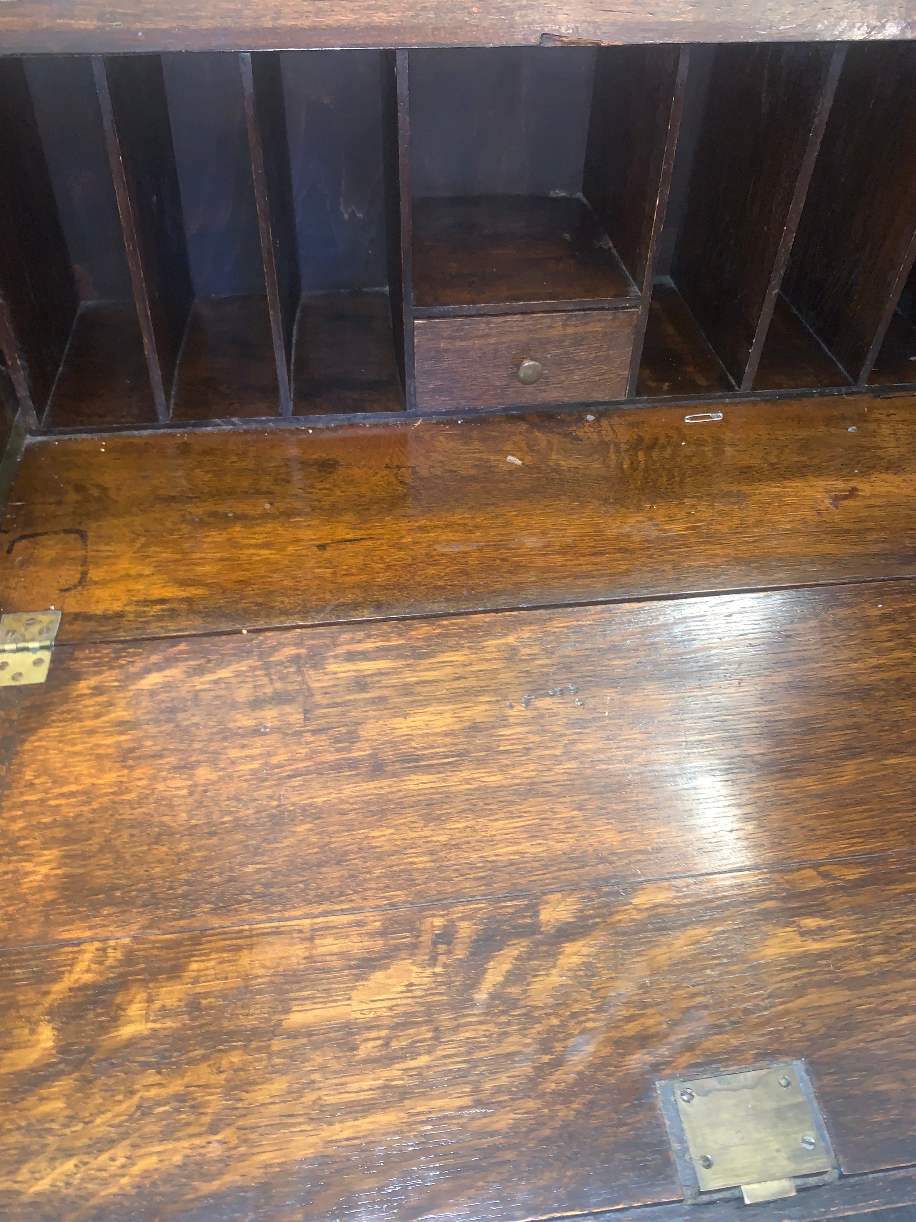 Antique English Oak Drop Front Desk  circa 1900