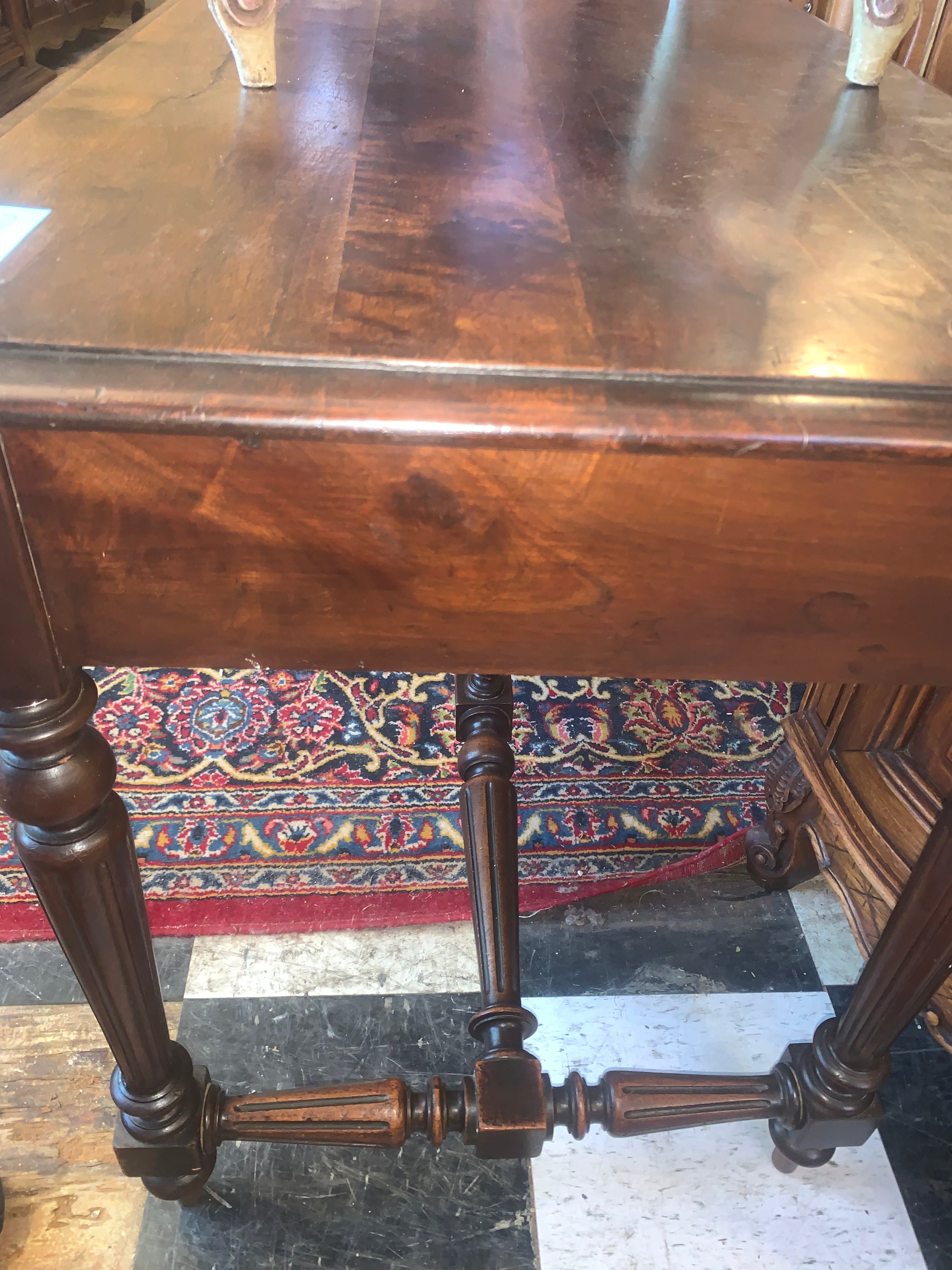 French Walnut Writing Table One Drawer  c.1900