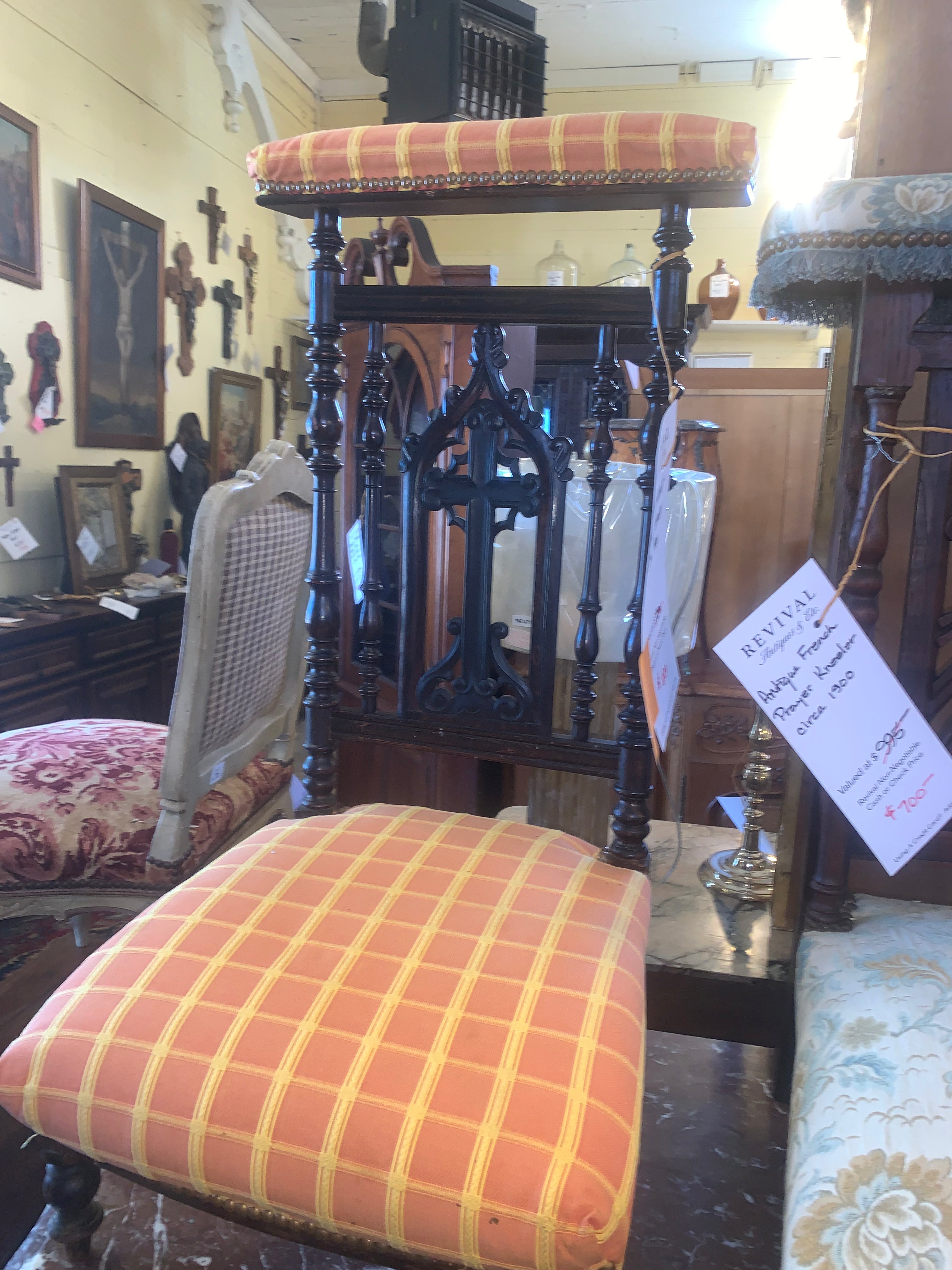 French Walnut Prayer Kneeler  c.1900
